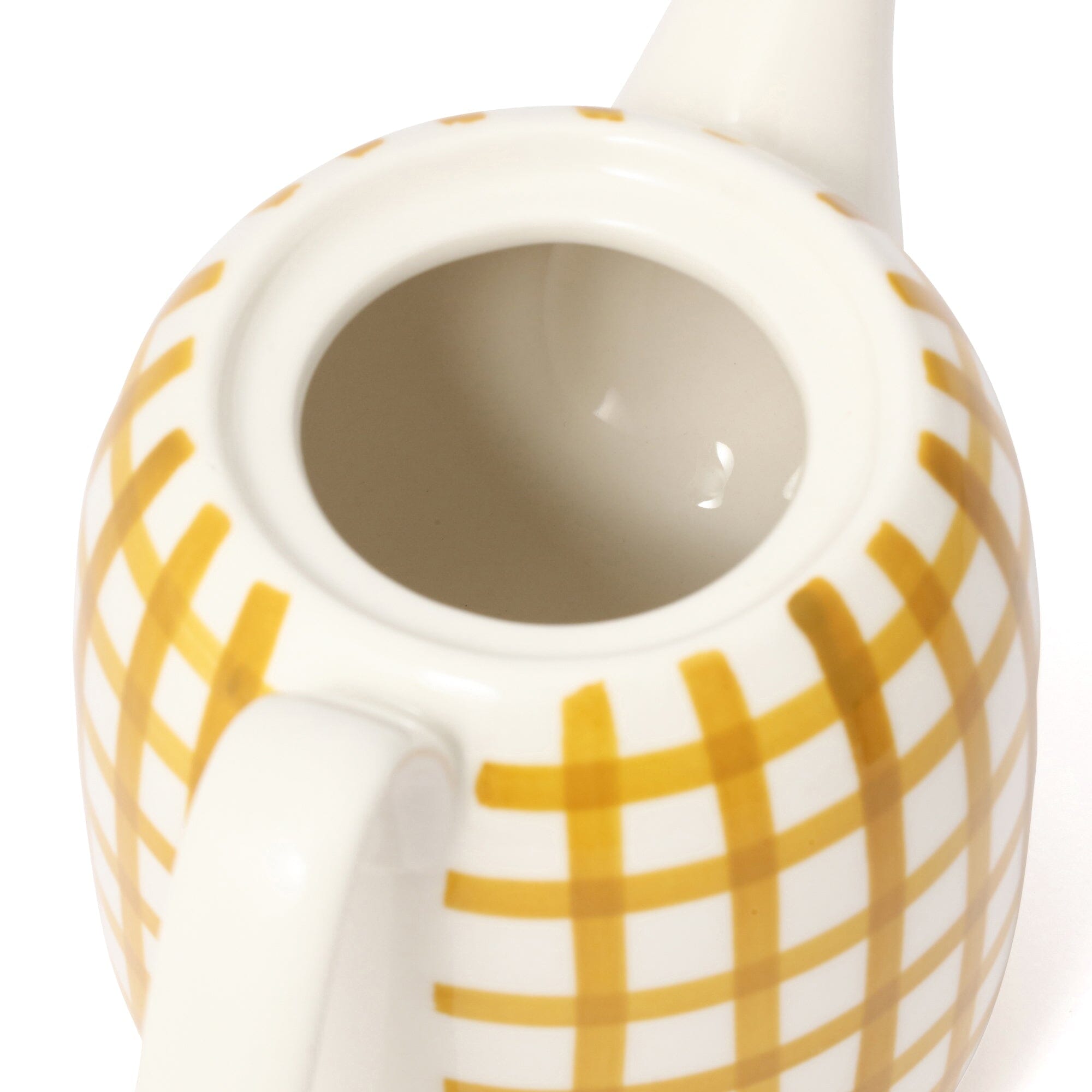 Hand Painted Ceramic Teapot - Yellow Checkered Design - Perfect for Afternoon Tea & Home Decor