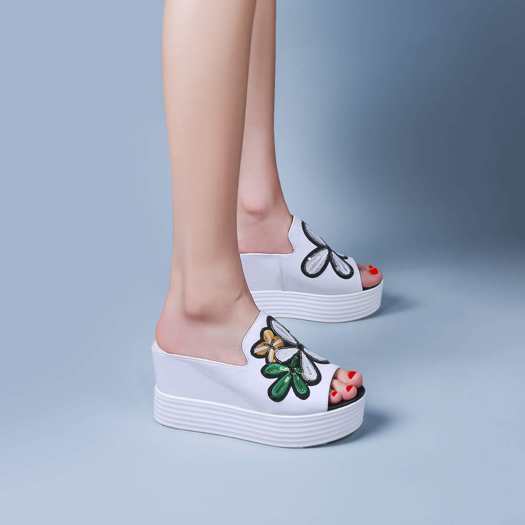 Women's Comfortable Platform Wedge Sandals - Slip On Peep Toe High Heel Slides for Casual Wear | Perfect for Summer Outfits, Beach Vacations & Date Nights