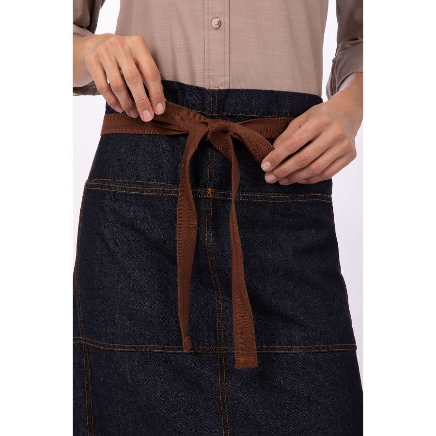 Chef Works AW049IBL Memphis Bistro Apron - Premium Indigo Blue Kitchen Apron for Chefs & Cooking Enthusiasts (32