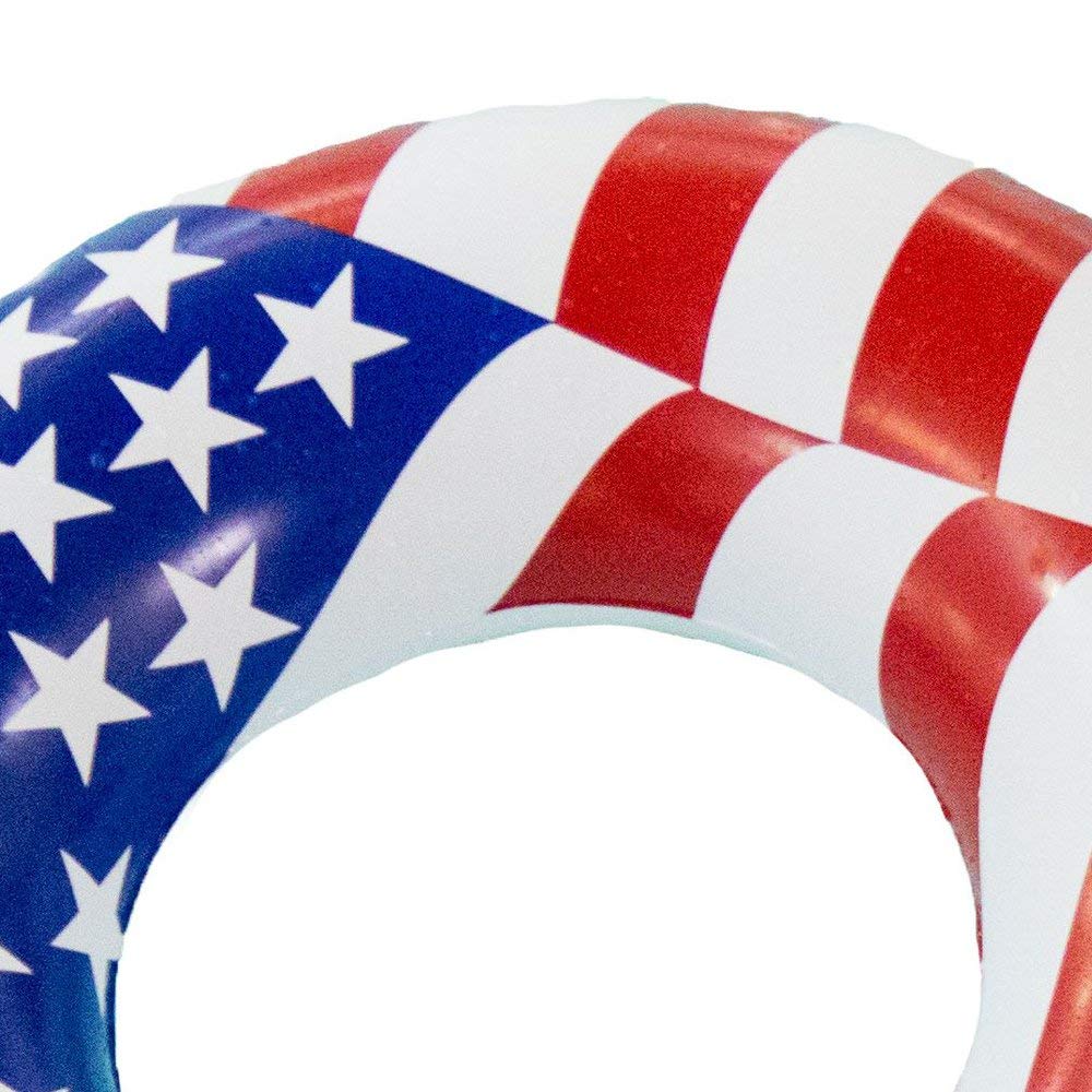 Patriotic American Flag Inflatable Pool Float - Swimline Round Lounge Tube for Kids & Adults, Perfect for Swimming Pools, Lakes, and Summer Relaxation