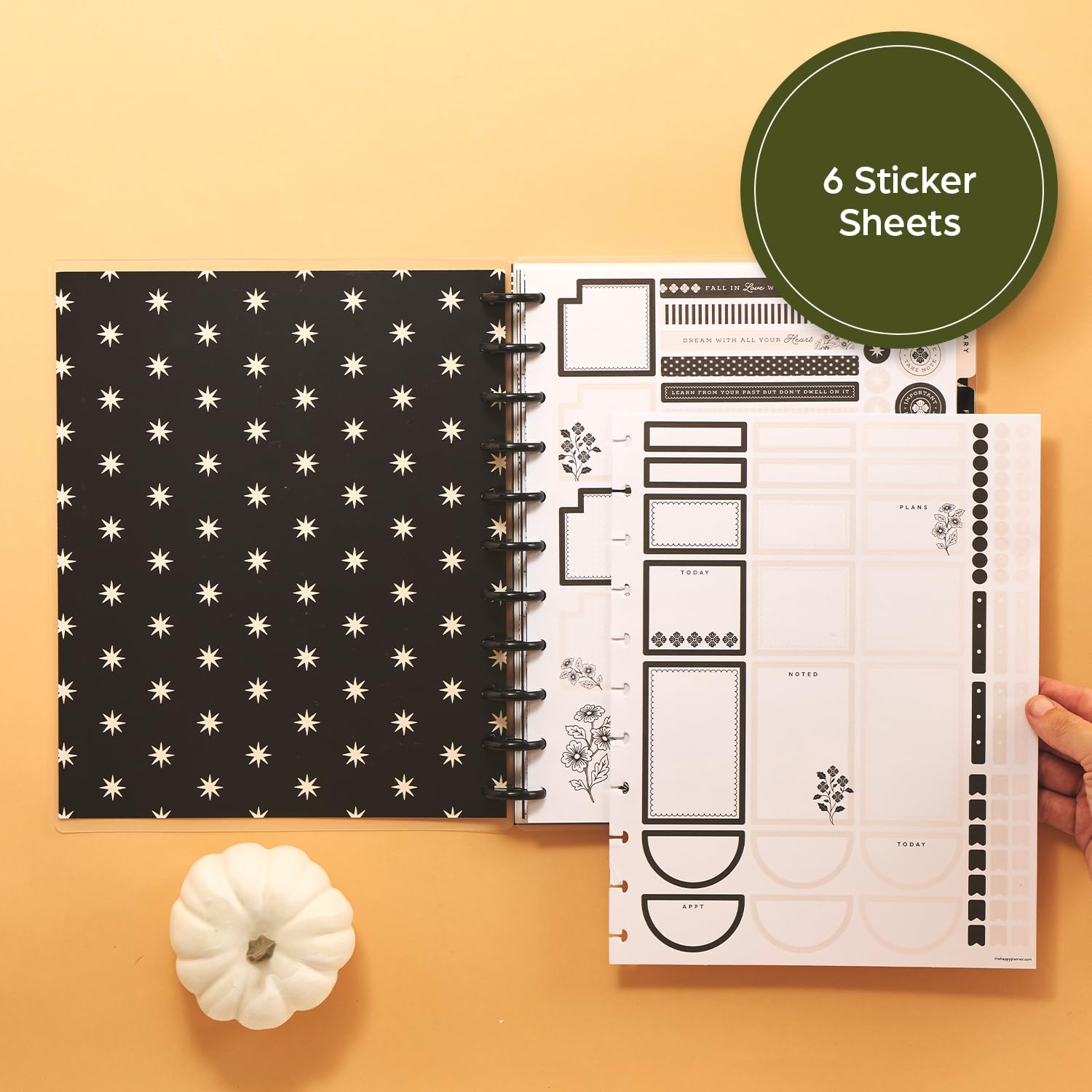 Happy Planner 2025 Disc-Bound 12-Month Planner - Daily Weekly Monthly Organizer with Dashboard Layout, 72 Pages, 12 Dividers & 2 Sticker Sheets - Big Size 8.5