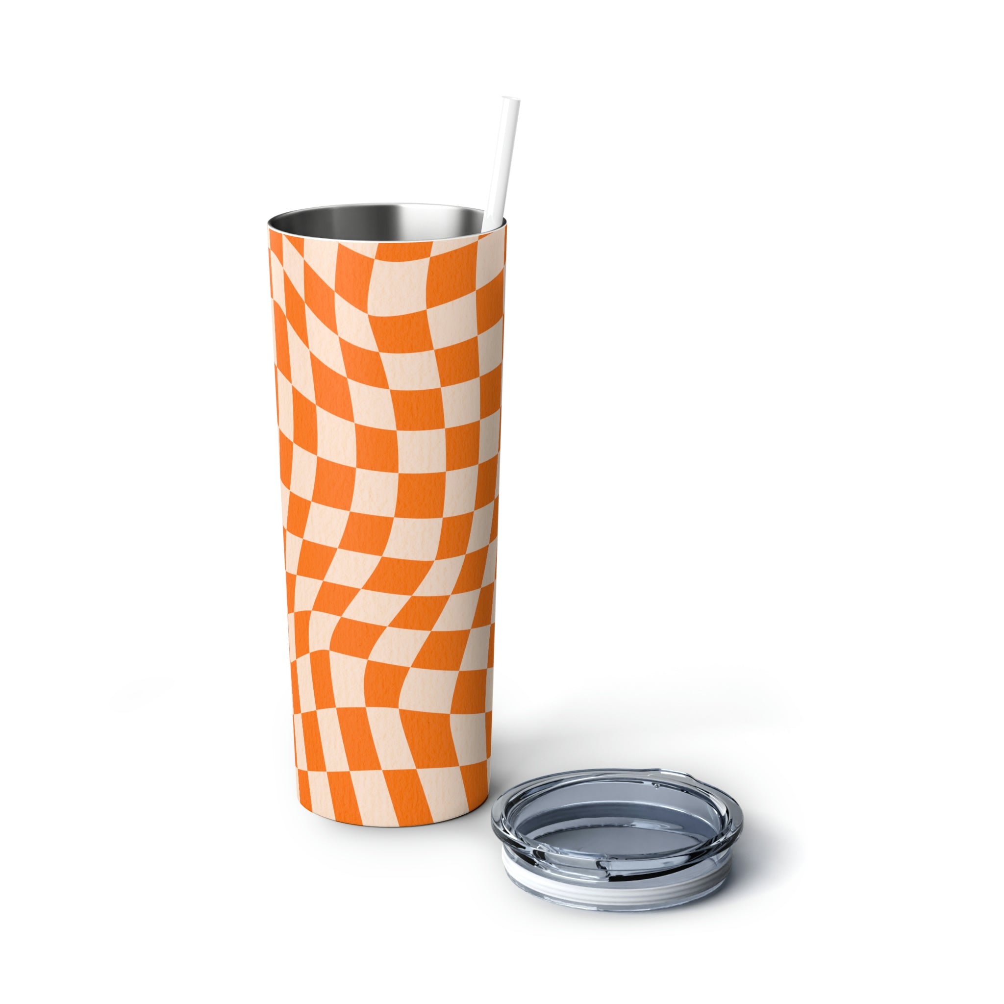 Skinny Tumbler 20oz - Insulated Stainless Steel Coffee Cup for Iced & Hot Drinks - Retro Design Perfect Gift for Women - Ideal for Office, Gym & Travel