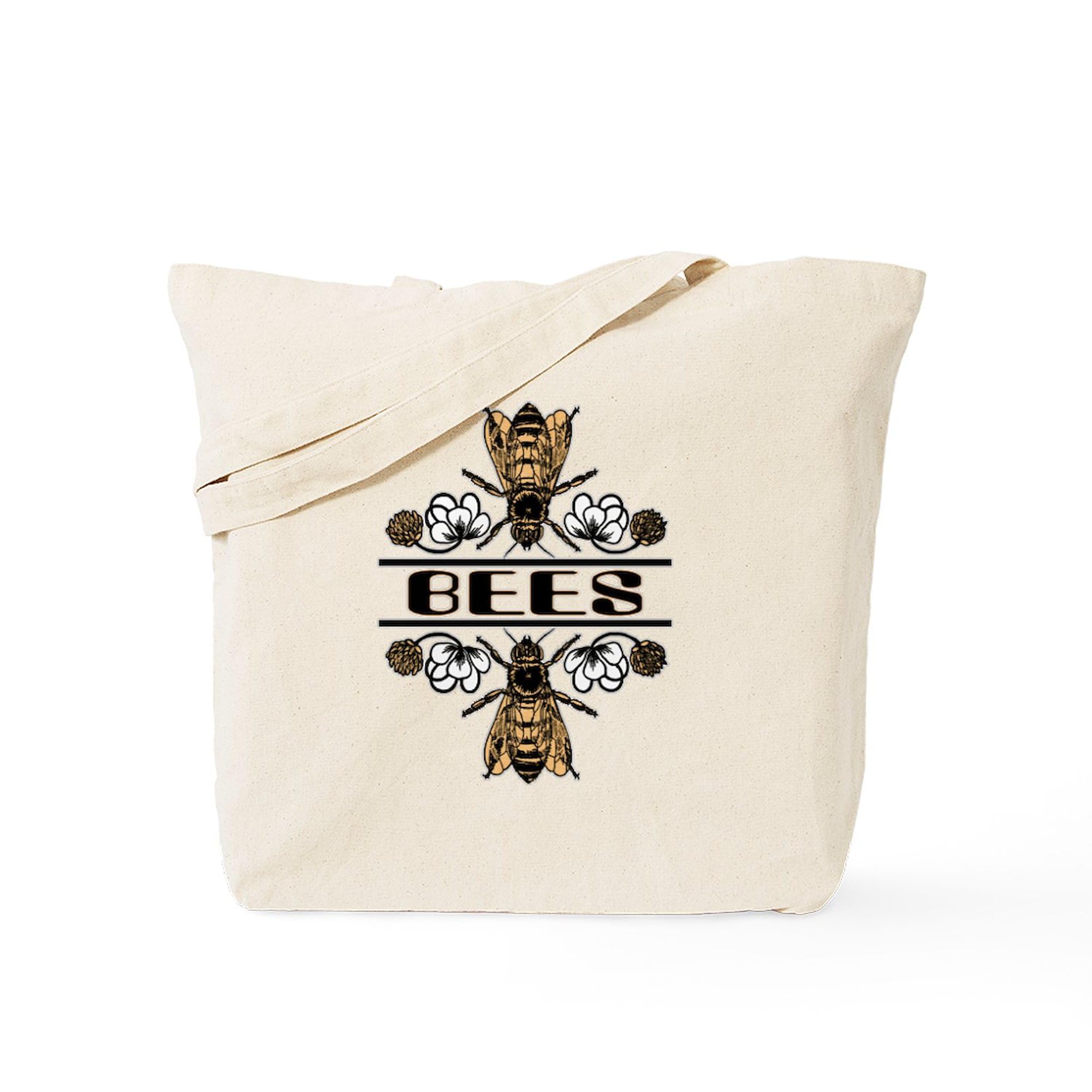 Natural Canvas Tote Bag - Bees With Clover Design | Reusable Eco-Friendly Shopping Bag for Groceries, Beach & Daily Use
