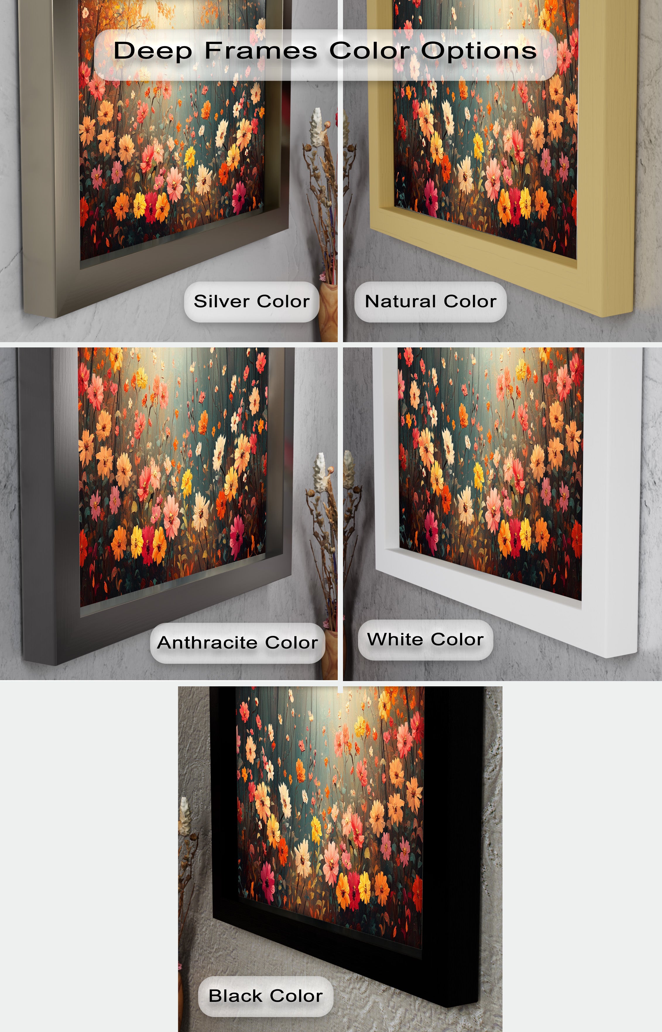 Blooming Forest Light - Vibrant Floral Oil Painting Wall Art for Living Room, Bedroom & Office Decor