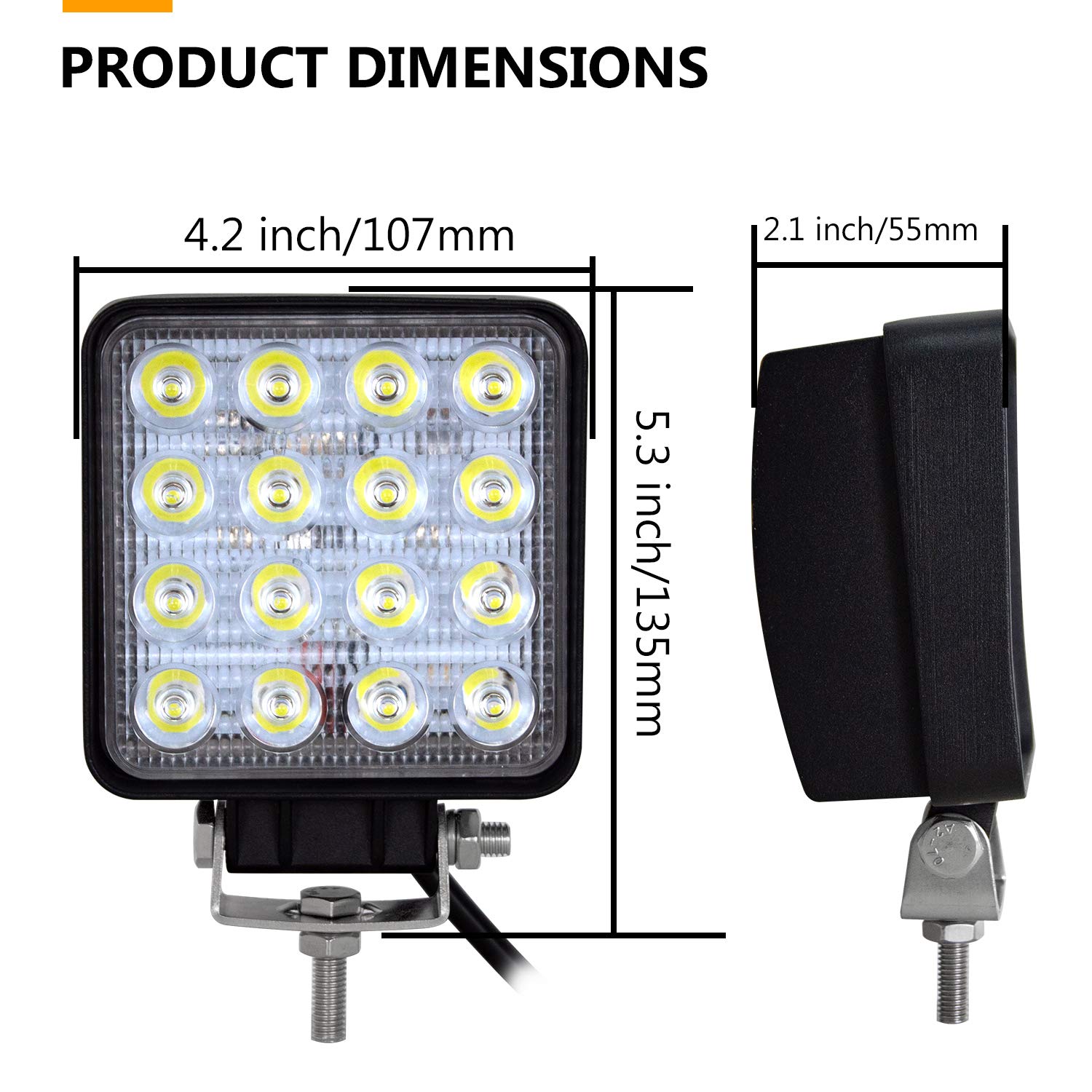 SKYWORLD 4 Inch 48W LED Work Lights - 10 Pack Spot Driving Fog Light Pods for Off-Road, Boat, Truck, Tractor & SUV | Durable Waterproof Lighting for Night Driving, Worksite & Marine Use