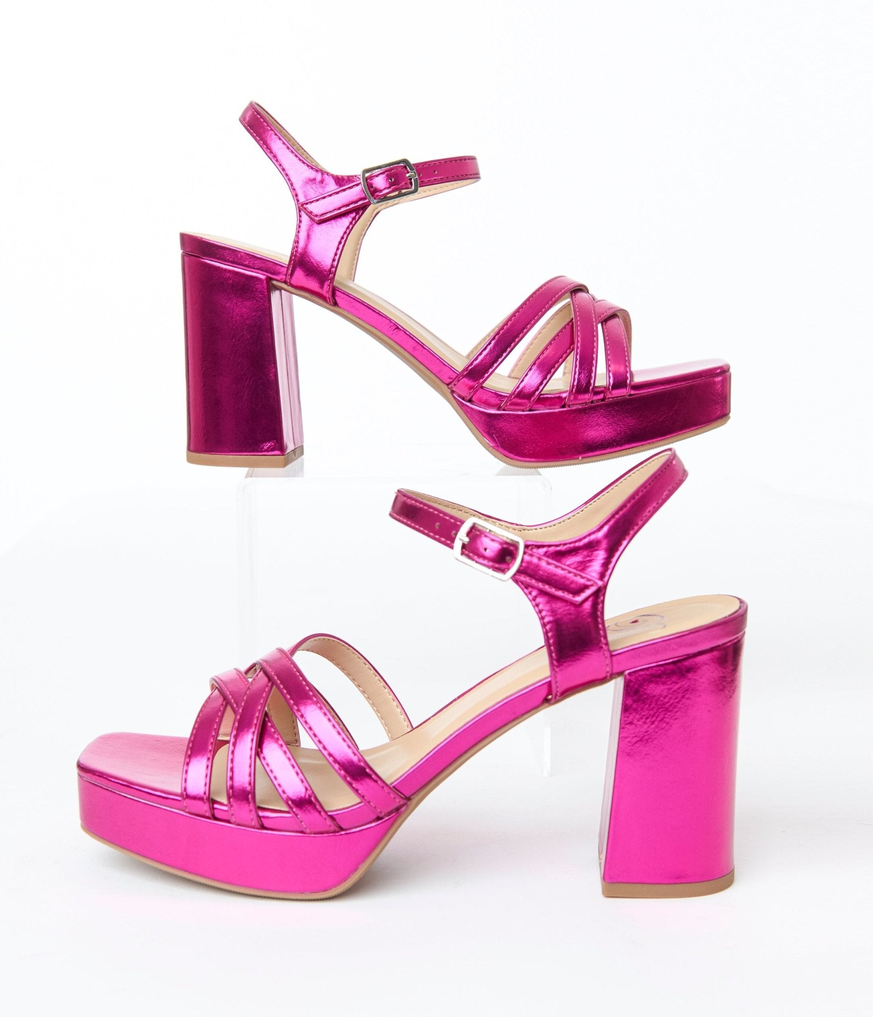 Stylish Magenta Metallic Faux Leather High Heels for Women - Perfect for Parties, Weddings & Evening Events