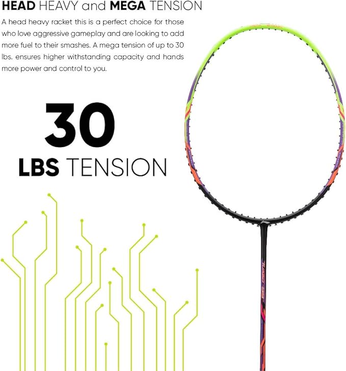 Li Ning Turbo 99 Professional Badminton Racket - Prestrung Carbon Fiber Shuttlecock Racket for Advanced Players | Perfect for Tournaments & Training Sessions