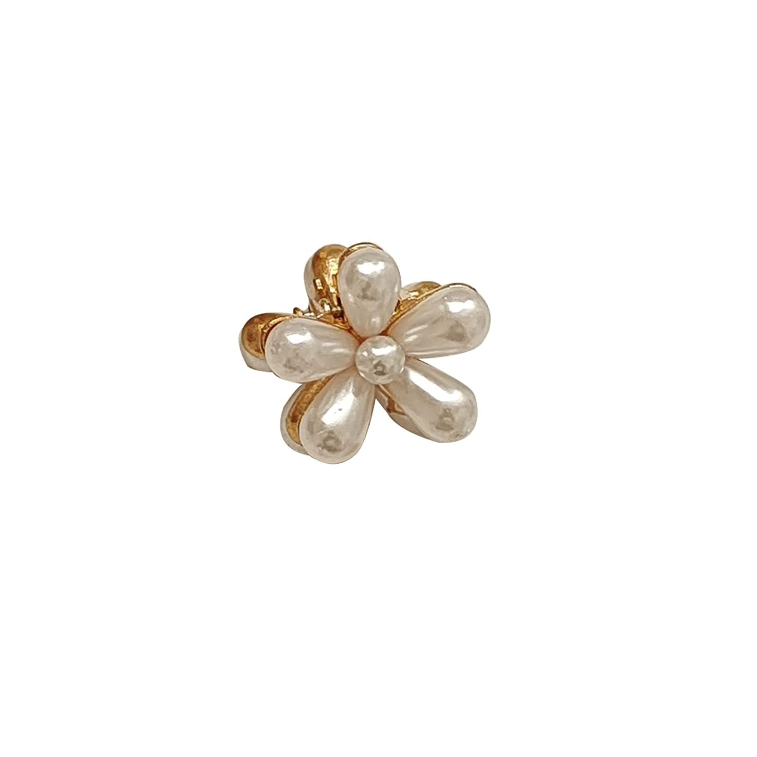 SUNBIRD 4 PCS Mini Pearl Hair Claws for Women - Small Flower Hair Clips Set, Gold Crab Hair Accessories for Girls, Wedding Headwear - Perfect for Bridal, Prom, Party & Everyday Hairstyles