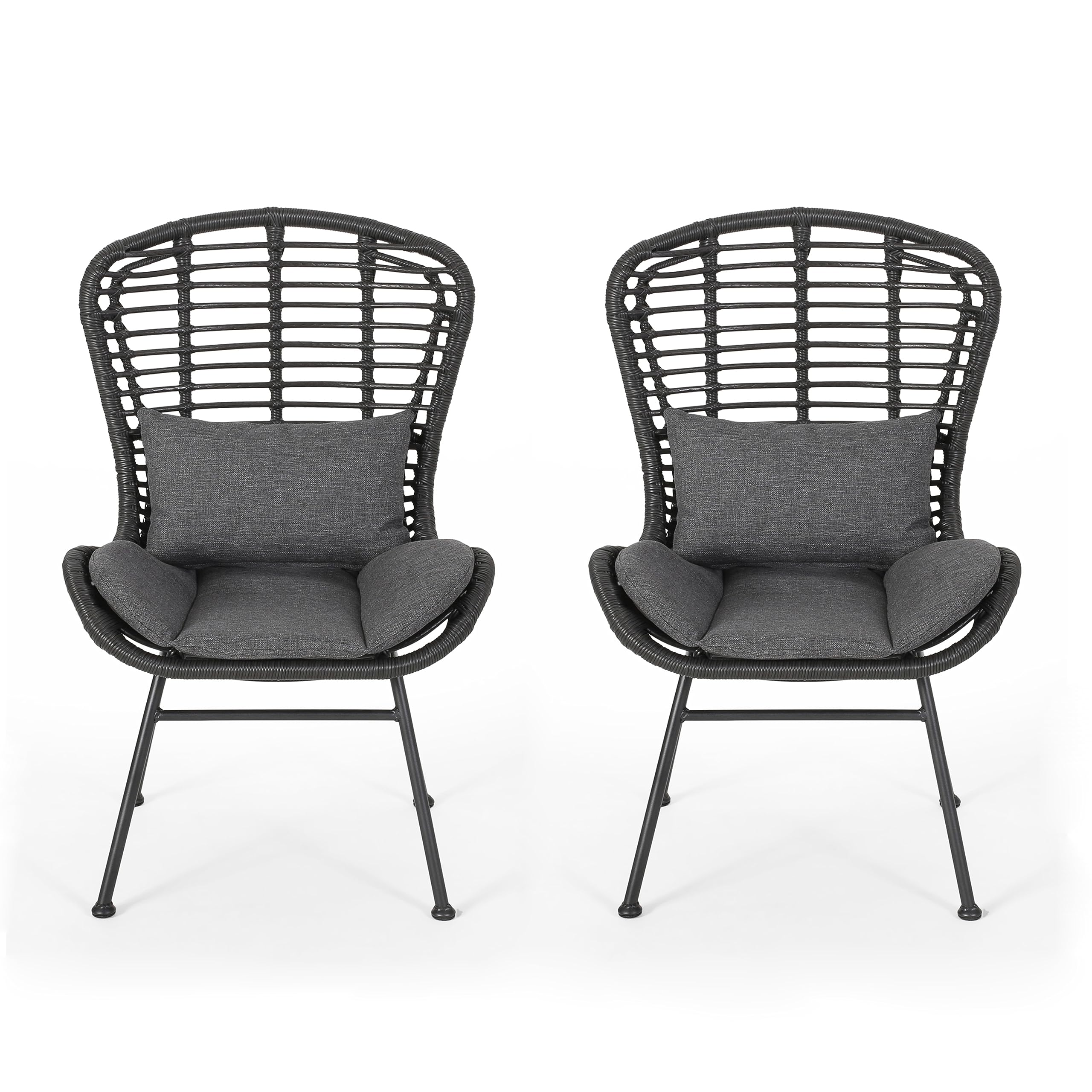 Premium GDFStudio Outdoor Club Chairs (Set of 2) - Water-Resistant Gray & Dark Gray Patio Furniture for Backyard, Poolside & Garden Relaxation