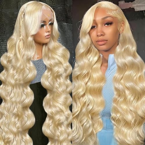NOELLA 613 Blonde Body Wave Lace Front Wig - 20 Inch Human Hair Wig with 210% Density & 13x4 HD Transparent Lace - Pre Plucked Natural Hairline for Women - Perfect for Cosplay, Daily Wear & Special Occasions