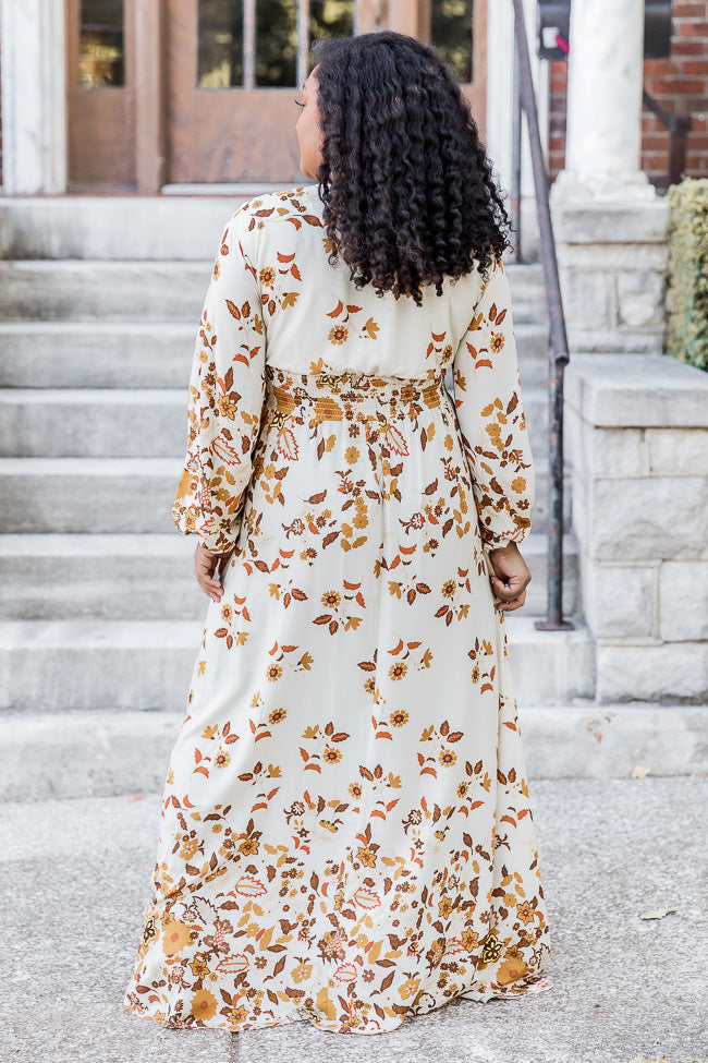 Brown Leaf Print Maxi Dress - Flowy Boho Summer Dress for Women | Beach Vacation, Garden Party & Casual Outings