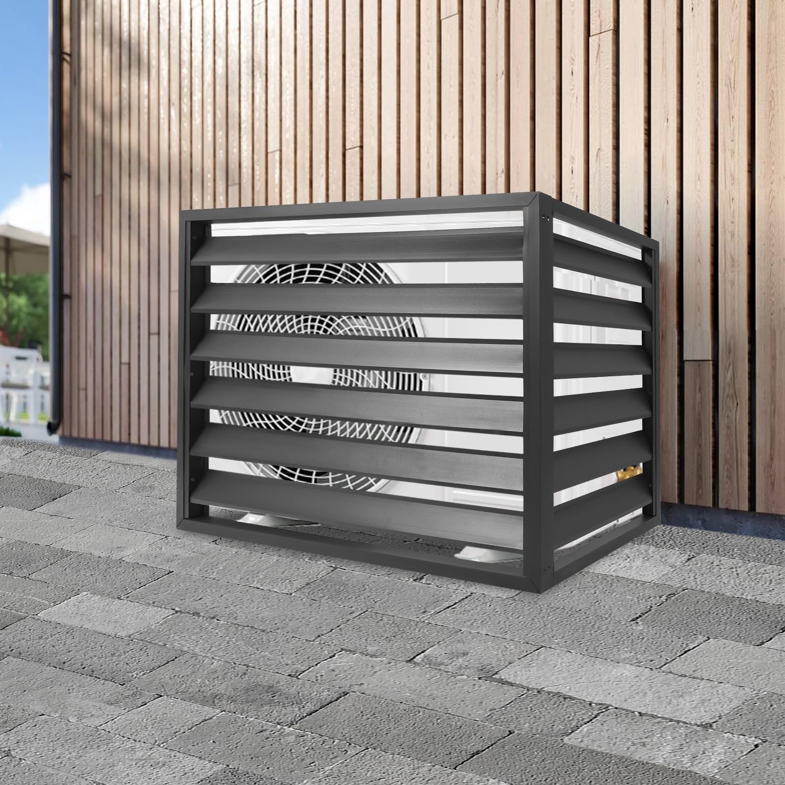 Outdoor AC Unit Fence Cover - Black Air Conditioner Enclosure & Trash Can Screen for Privacy & Protection - Durable Weatherproof AC Radiator Cover for Home & Garden Use