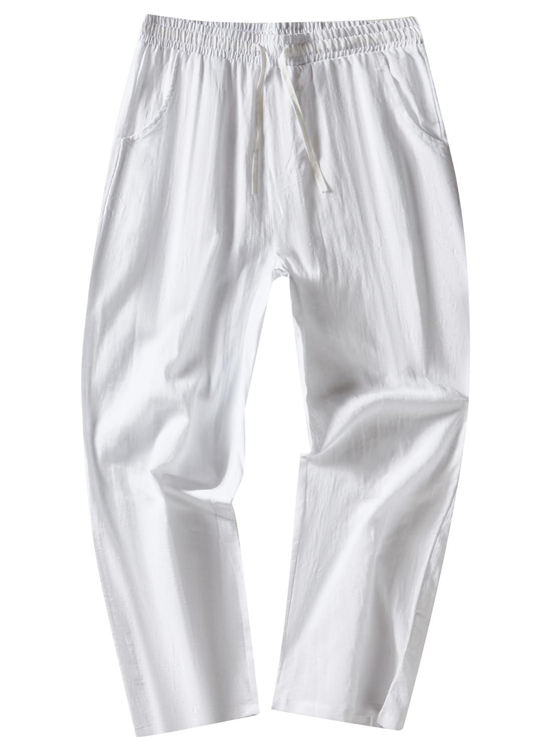 FANARCHER Men's Lightweight Cotton Linen Pants - Breathable Casual Drawstring Trousers with Pockets for Yoga, Beach & Lounge Wear | Comfortable Summer Pants for Travel & Relaxation