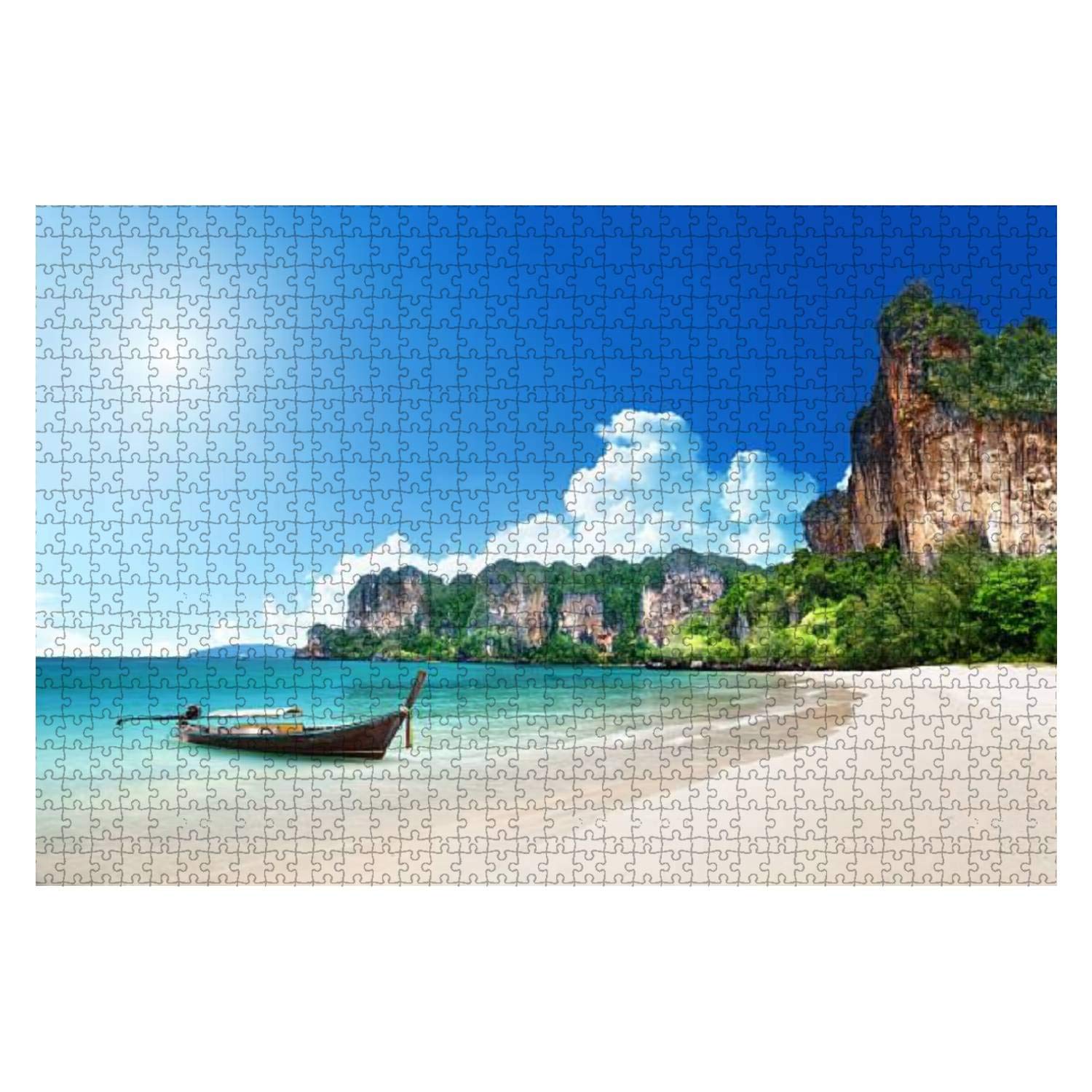 1000-Piece Wooden Jigsaw Puzzle - Railay Beach Krabi Thailand Scenic Landscape | Educational Puzzle Game for Kids & Adults | Stress Relief & Family Bonding Activity | Perfect for Home Decor, Classroom Learning & Relaxation Therapy