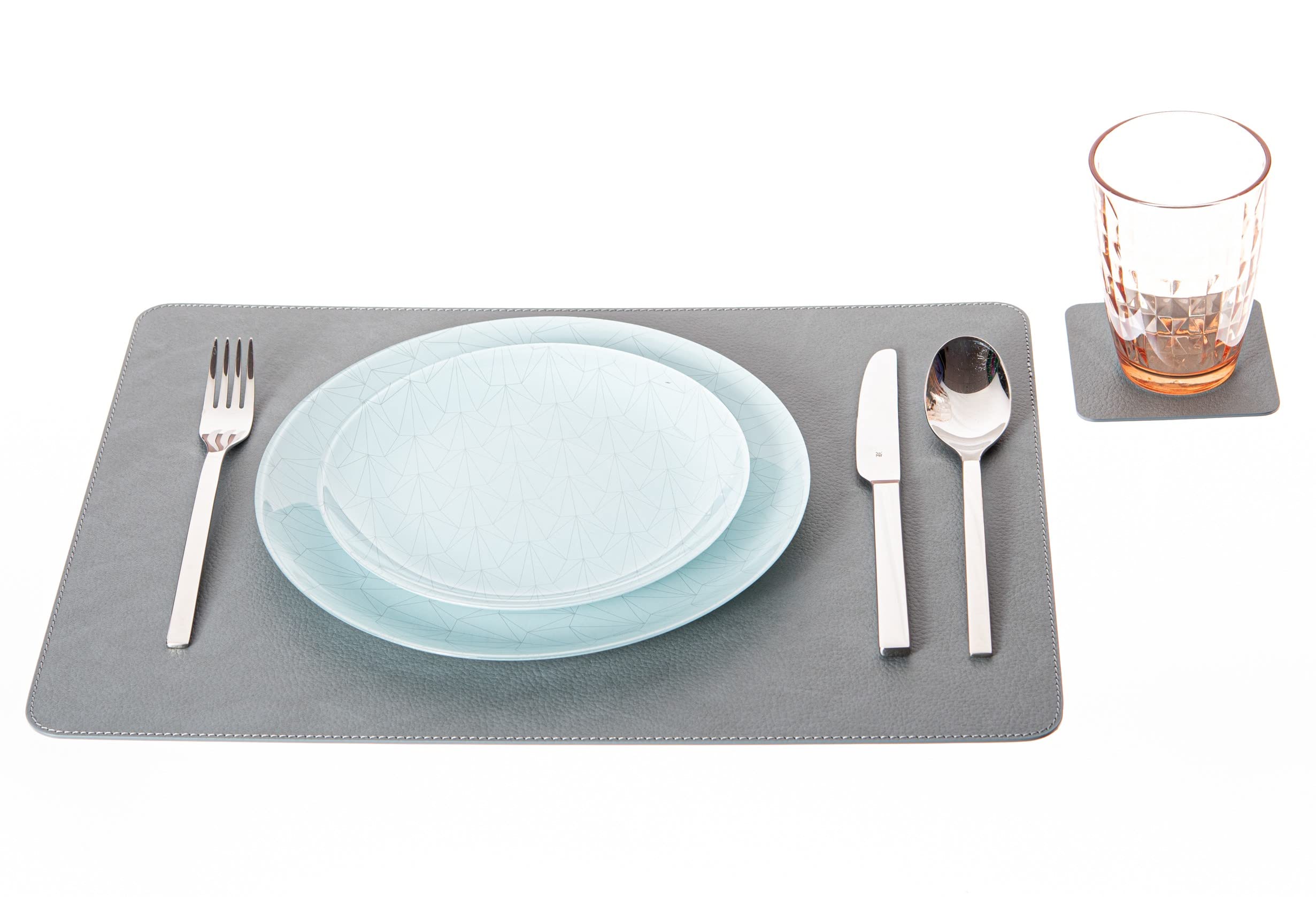 4-Piece Recycled Leather Placemat and Coaster Set (18