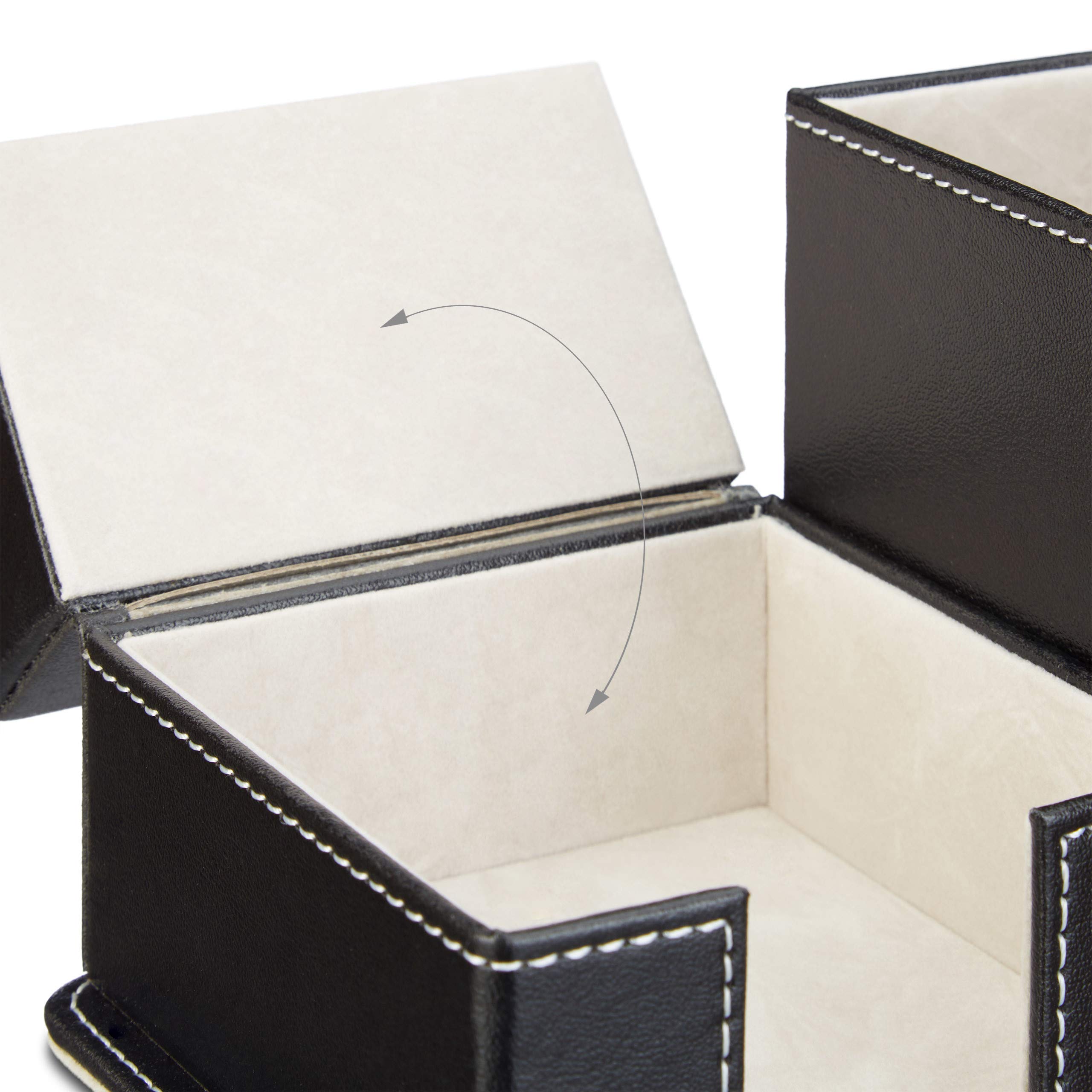 Premium Faux Leather Pen Holder - Stylish Desk Organizer for Pencils, Pens, Memos & Notes - Black Office Stationery Accessory - Perfect for Home Office, School & Workspace Organization