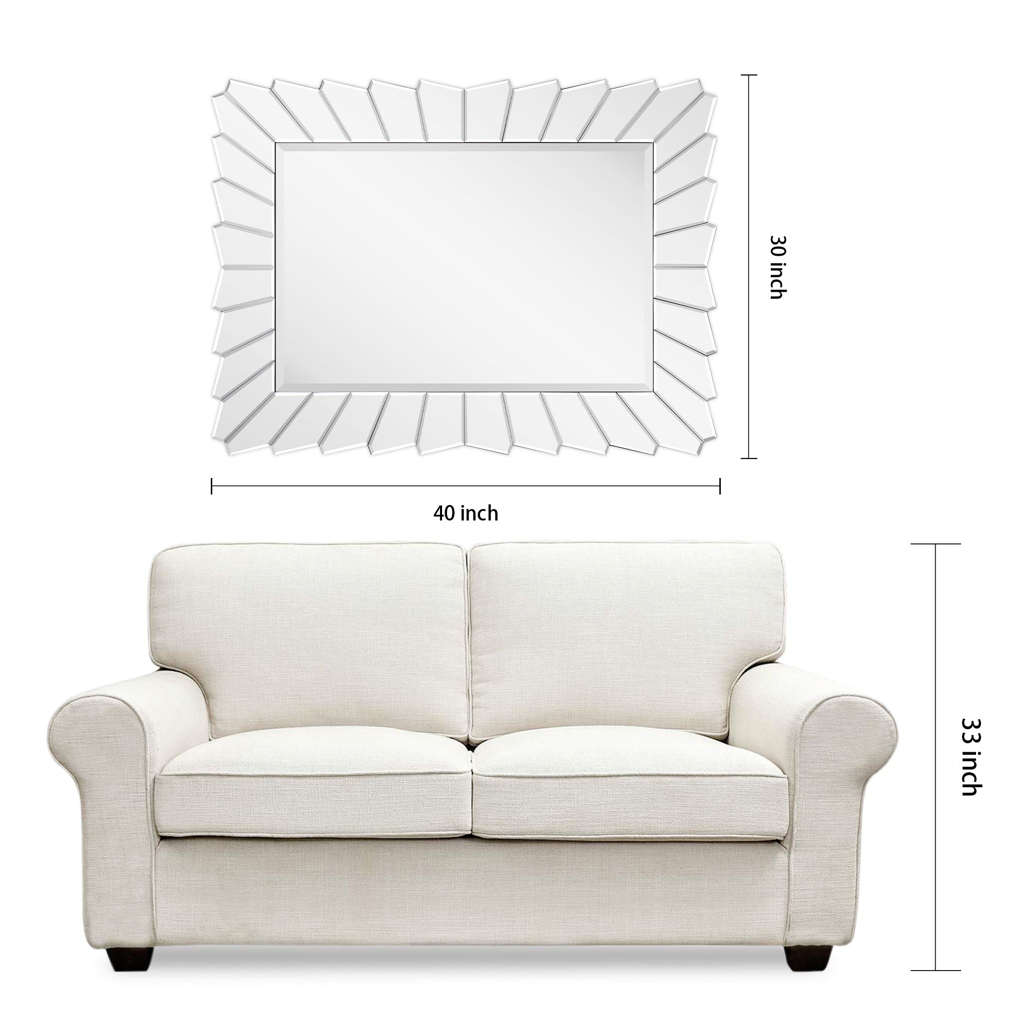 Empire Art Direct Traverse Modern Beveled Rectangular Wall Mirror - Elegant Alternating Mirror Cut Design for Bathroom, Vanity & Living Room - Ready to Hang Home Decor Mirror for Bedroom, Entryway & Dressing Area