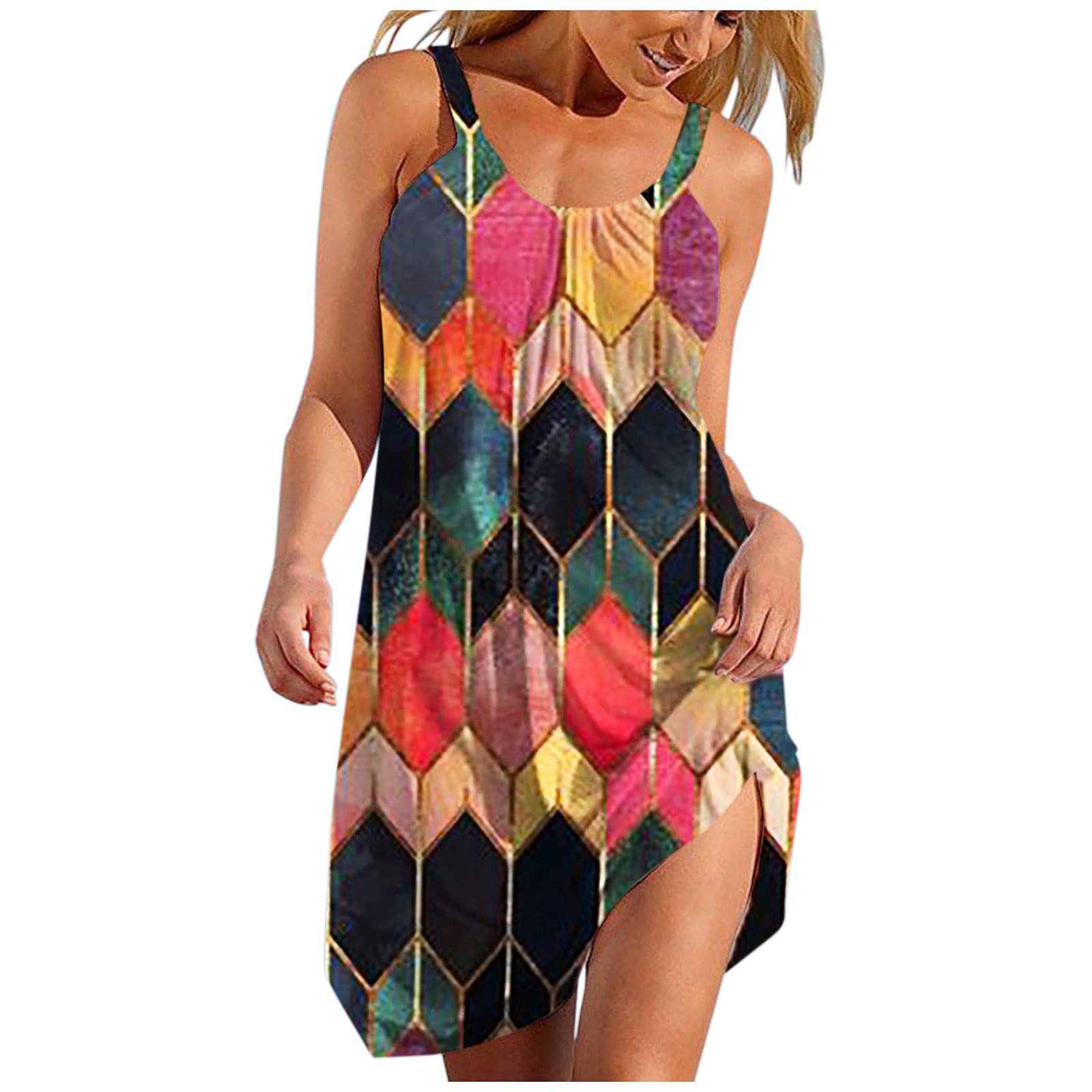 Women's Sexy Sleeveless Summer Dress with Cute Cartoon Print - Loose Beach Maxi Dress for Vacation, Party & Casual Wear