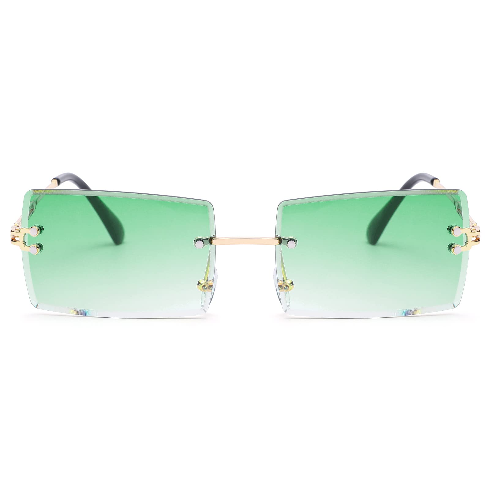 Stylish Rectangle Sunglasses for Men & Women - Small Rimless Square Shades for UV Protection - Perfect for Driving, Beach & Outdoor Activities