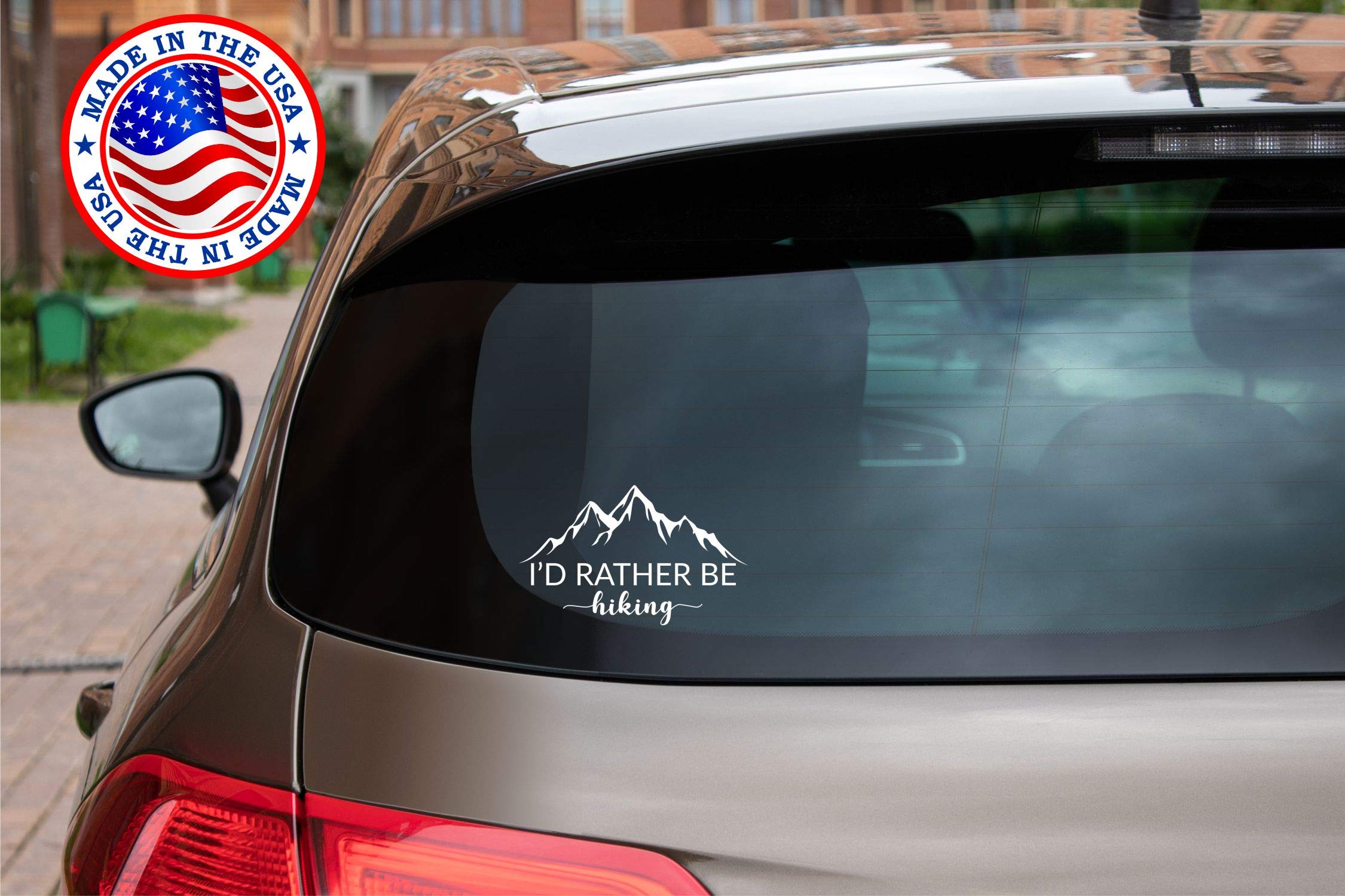 Premium Vinyl Car Sticker - 'I'd Rather Be Hiking' Decal for Cars, Trucks, Vans, Walls & Laptops | Weatherproof Outdoor Adventure Sticker | White 6 x 3.75 Inch | Perfect for Hiking Enthusiasts & Nature Lovers