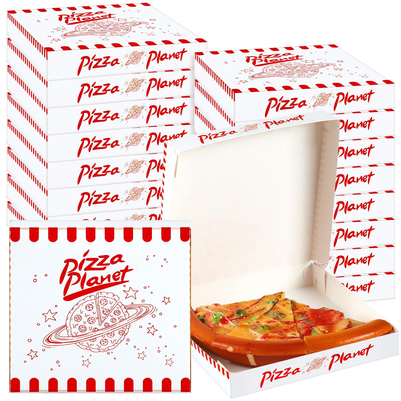 48 Pcs Mini Pizza Planet Pizza Boxes - 5.1 Inch Small Dessert Boxes for Party Favors, Birthday Decorations & Themed Events - Perfect for Kids Parties, Movie Nights & Toy Story Inspired Decor