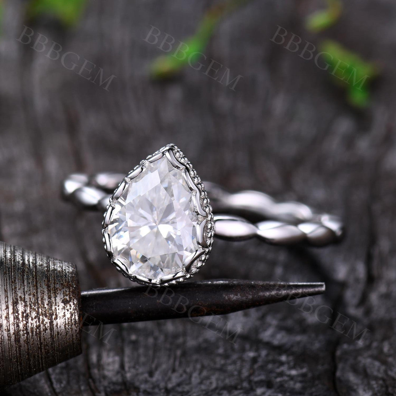 1.25 Carat Pear Cut Moissanite Engagement Ring in Rose Gold Bezel Setting - Perfect for Proposals, Weddings & Anniversaries