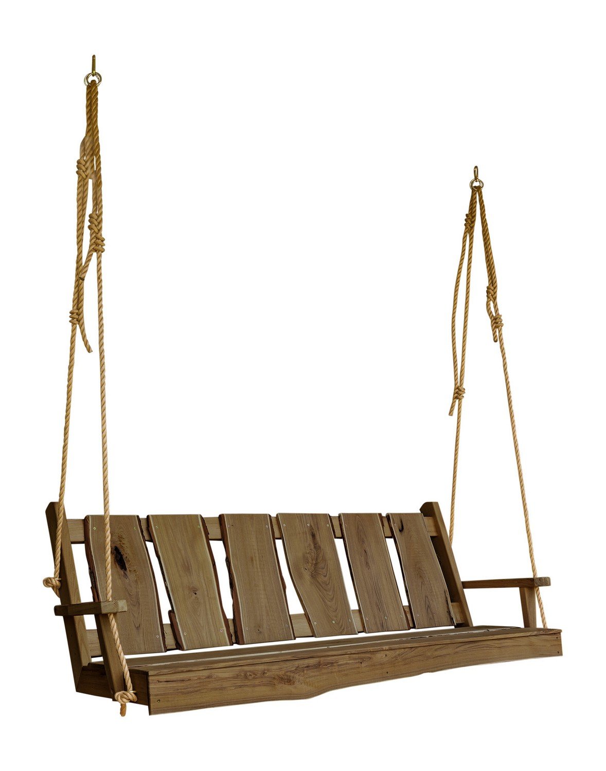 A&L Furniture Blue Mountain Timberland Swing with Rope - Heavy Duty Wooden Porch Swing for Outdoor Garden, Patio, Backyard Relaxation
