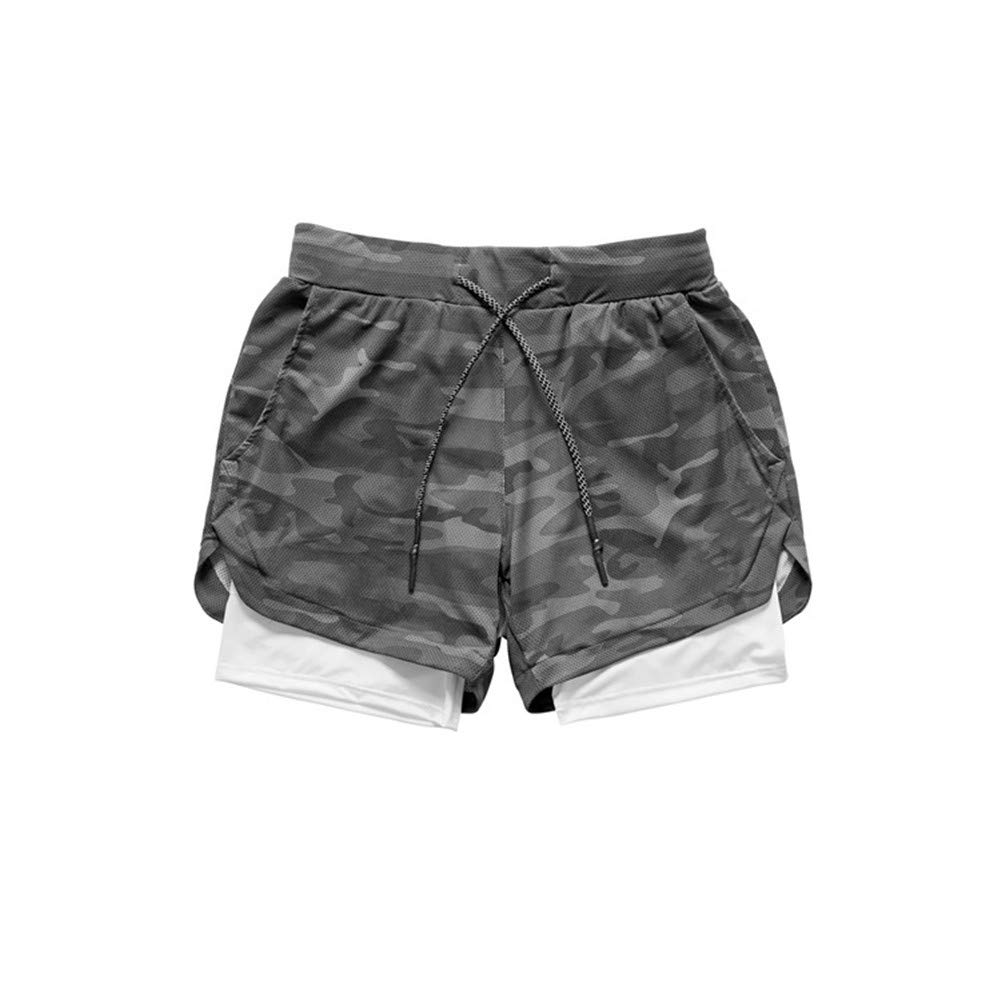 HARGLESMAN Men's 2-in-1 Running Shorts with Phone Pocket - Quick Dry Gym Workout Shorts for Men - Perfect for Jogging, Training & Outdoor Activities