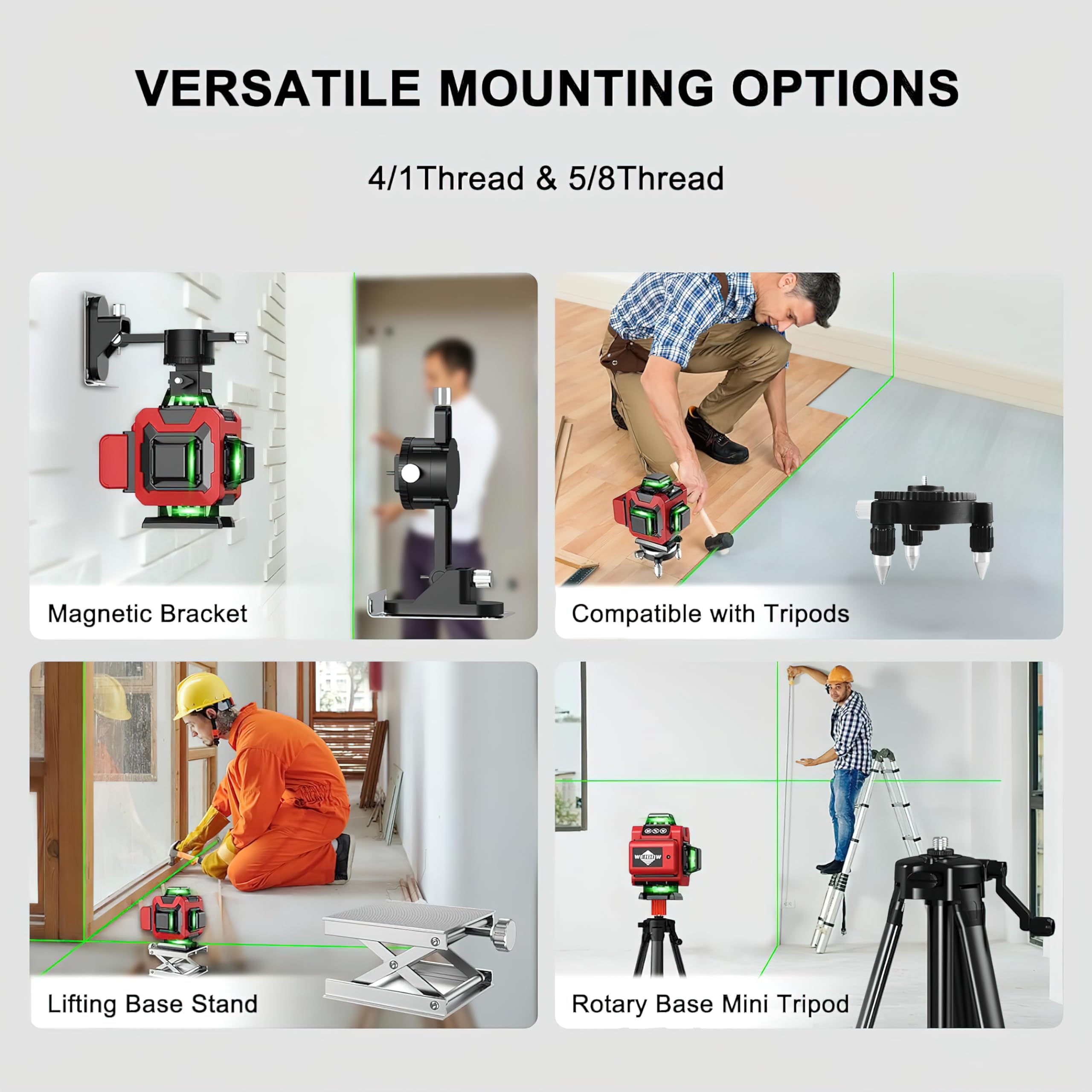 AVEDIA 4D Digital Laser Level - 16 Lines Self-Leveling with 4x360° Coverage - Professional Construction Laser Level Tool for Precise Measurements - Perfect for Home Renovation, Tile Installation & Framing Projects