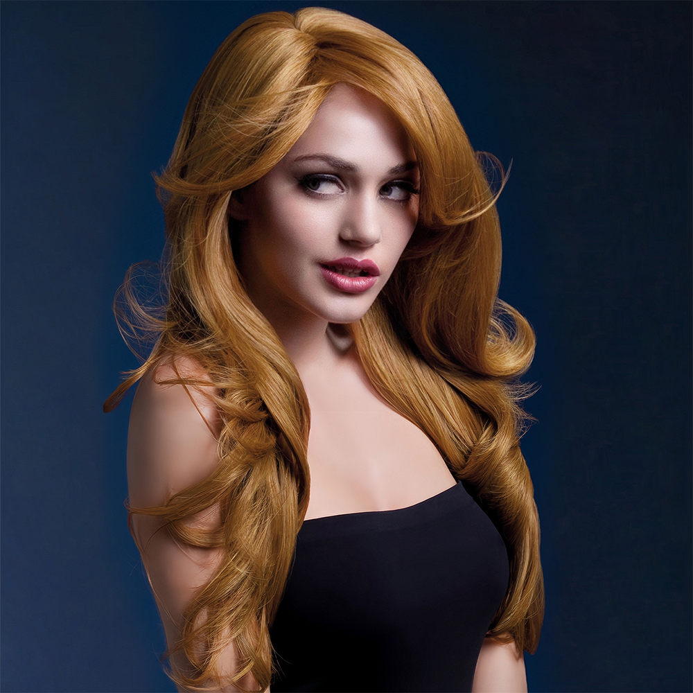 Abell'a Copper Queen 60cm Wavy Synthetic Wig - Long Curly Heat Resistant Hairpiece for Cosplay, Halloween & Daily Fashion