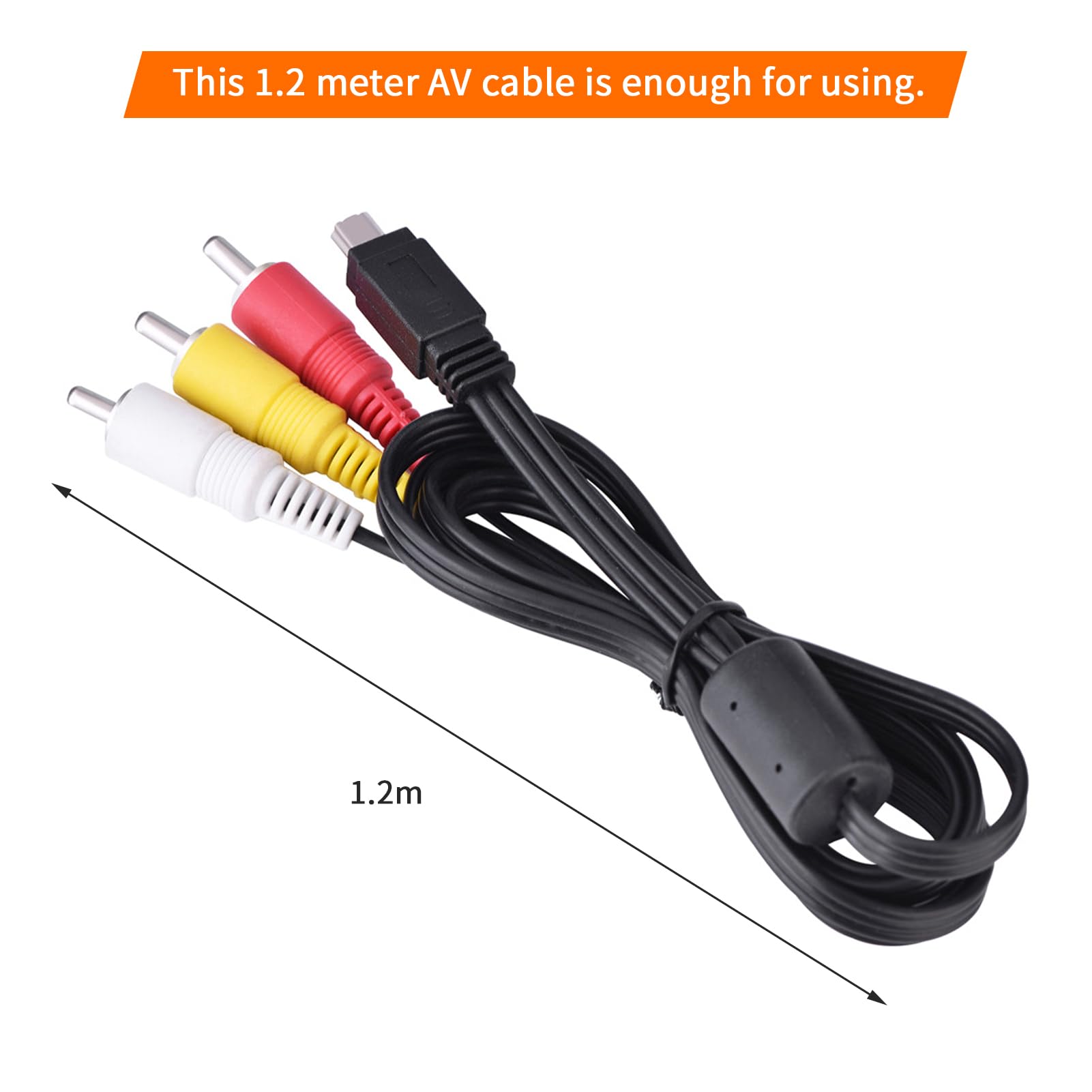 Mini USB to 3 RCA AV Cable - High Quality Video Audio Cable for Digital Cameras (IXUS 990/980/970) to TV - Connect Your Camera for Home Theater & Video Playback