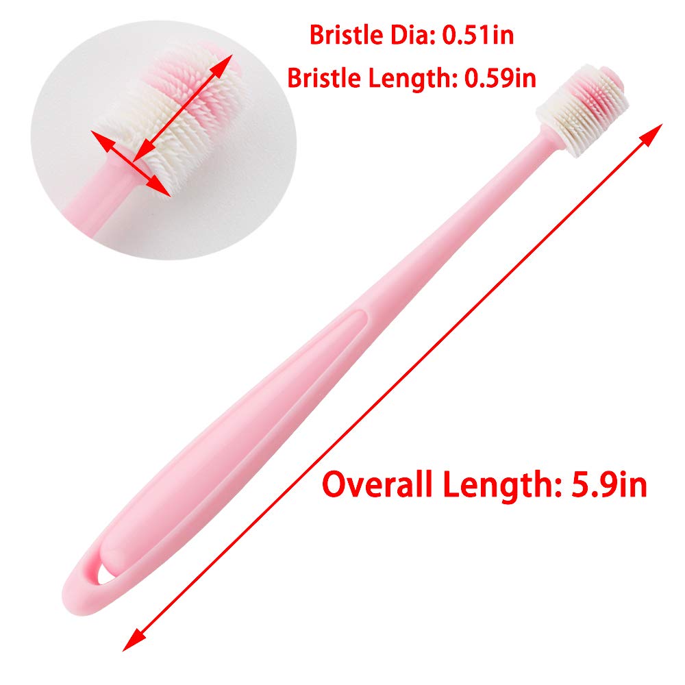 2 Pack 360-Degree Soft Silicone Pet Toothbrush for Small Dogs & Cats - 0.51
