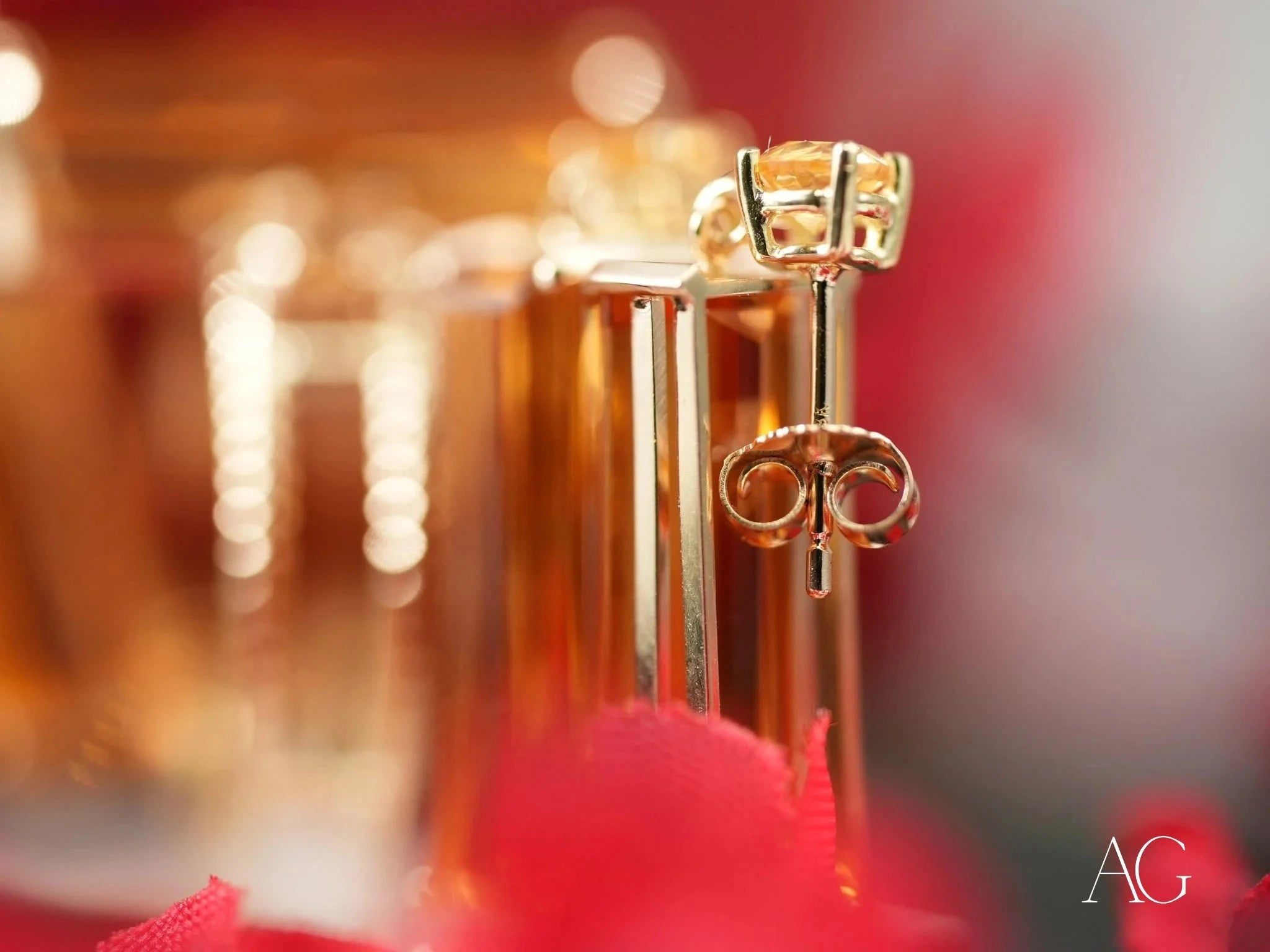 18K Gold Citrine Earrings - Solaris Legacy Collection | Dainty Stud Earrings for Women, Gift for Her | Perfect for Weddings, Parties & Special Occasions