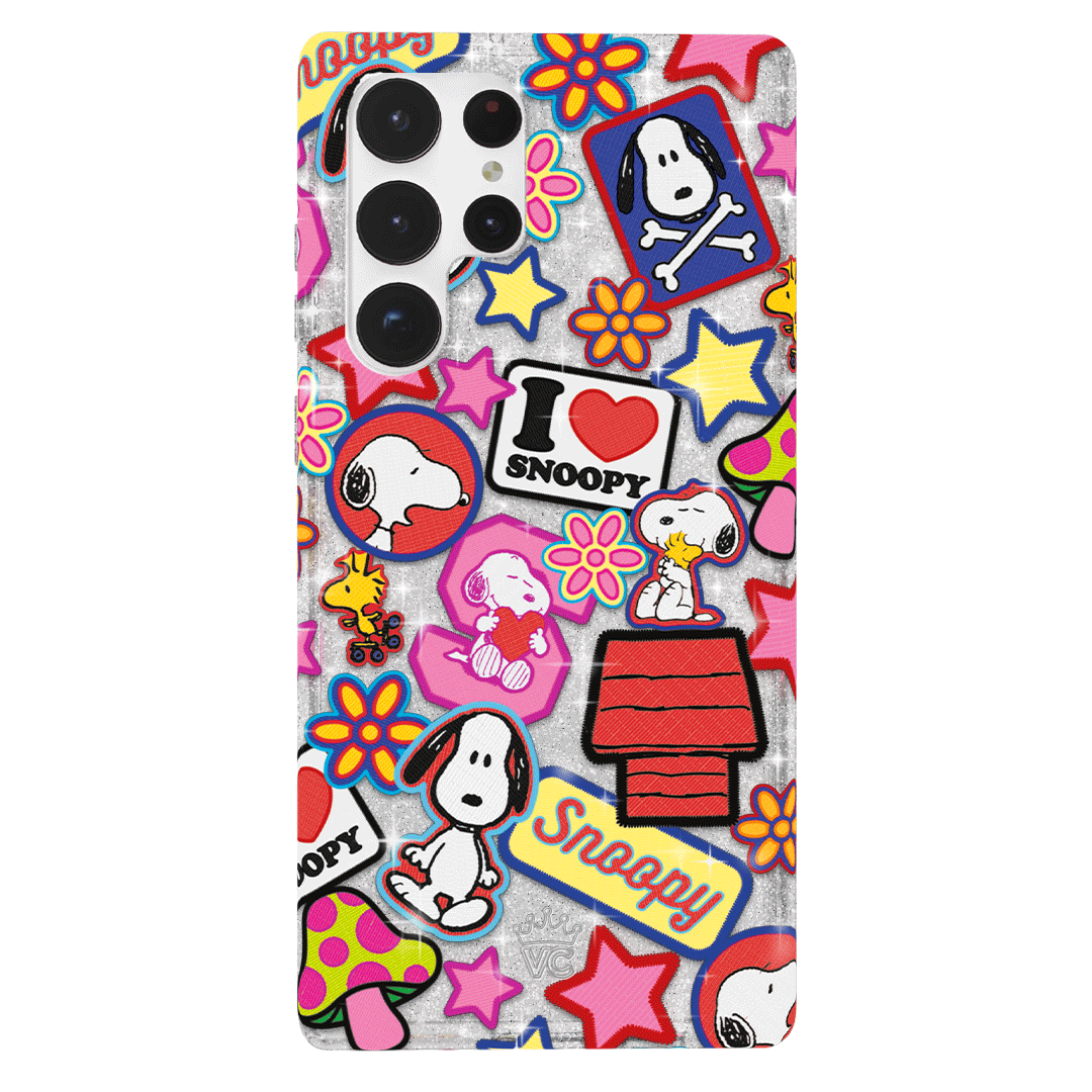 Snoopy Glitter Patchwork Phone Case for Samsung Galaxy - Cute Cartoon Protective Cover for Daily Use & Gift Giving