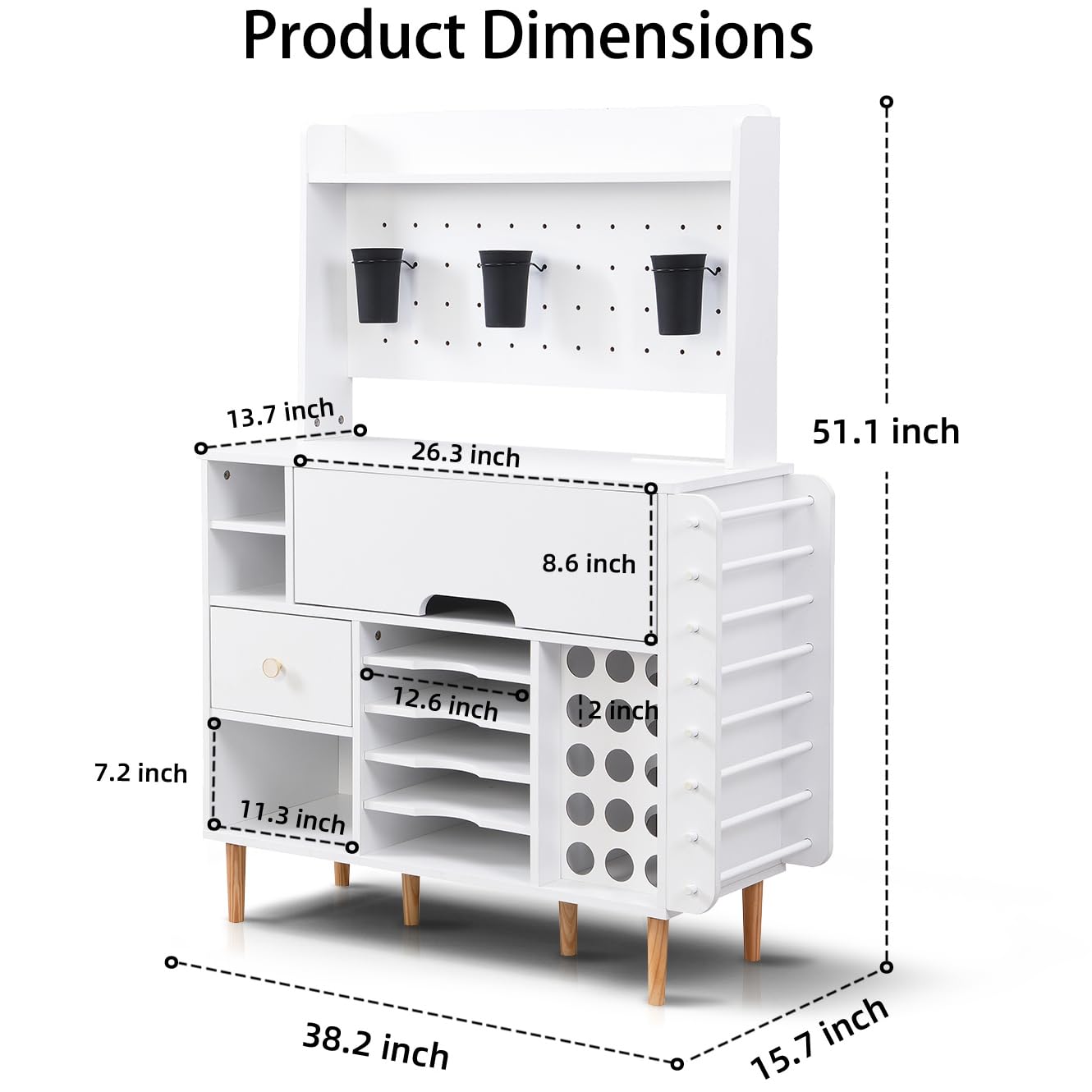Cricut Compatible Craft Storage Cabinet with Power Outlet & Pegboard - Organizer for Vinyl, Tools & Supplies - Perfect for Scrapbooking, DIY Projects & Home Craft Stations
