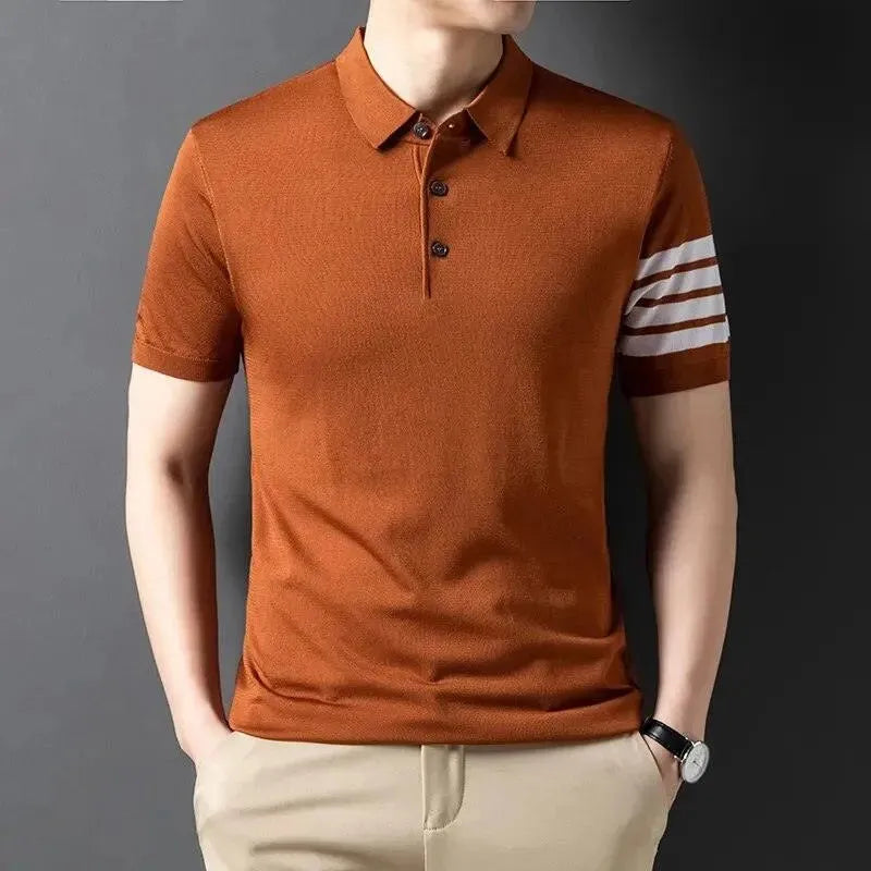 Men's Short Sleeve Knit Polo Shirt - Breathable Cotton Casual Top for Summer | Office Wear, Golf Outfits & Weekend Style