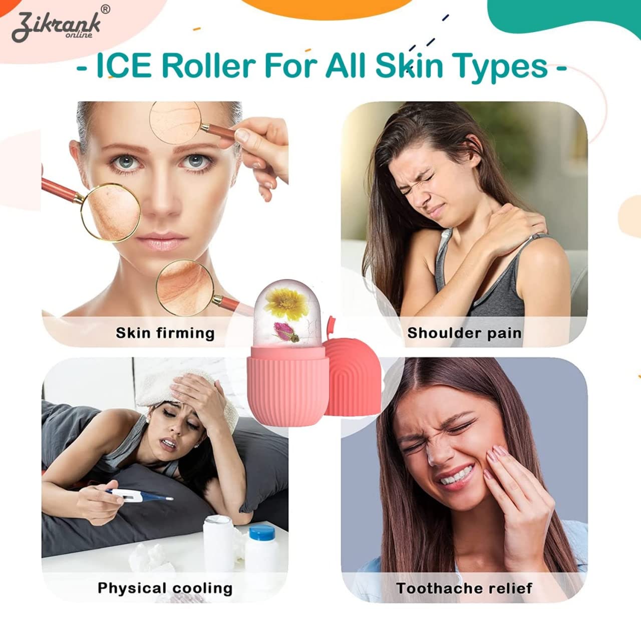 **Ice Roller for Face - Cooling Face Massager to Reduce Puffiness, Shrink Pores & Enhance Skin Glow - Reusable & Unbreakable Facial Ice Roller for Acne, Pimples & Dark Circles - Perfect for Morning Routine & Post-Workout Recovery**