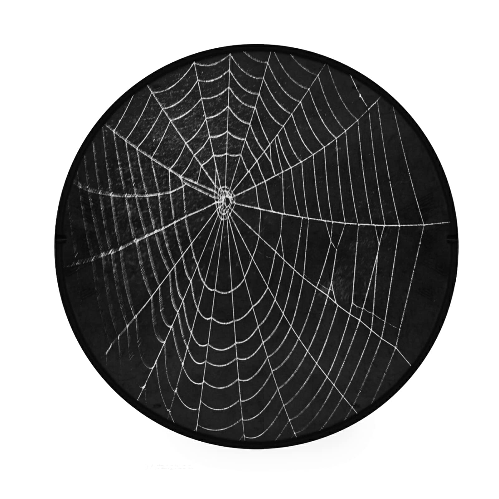 ALAZA Halloween Spider Web Black Round Area Rug - 3' Diameter (92 cm) for Living Room, Bedroom Decor | Spooky Home Decor, Party Decoration, Seasonal Floor Mat