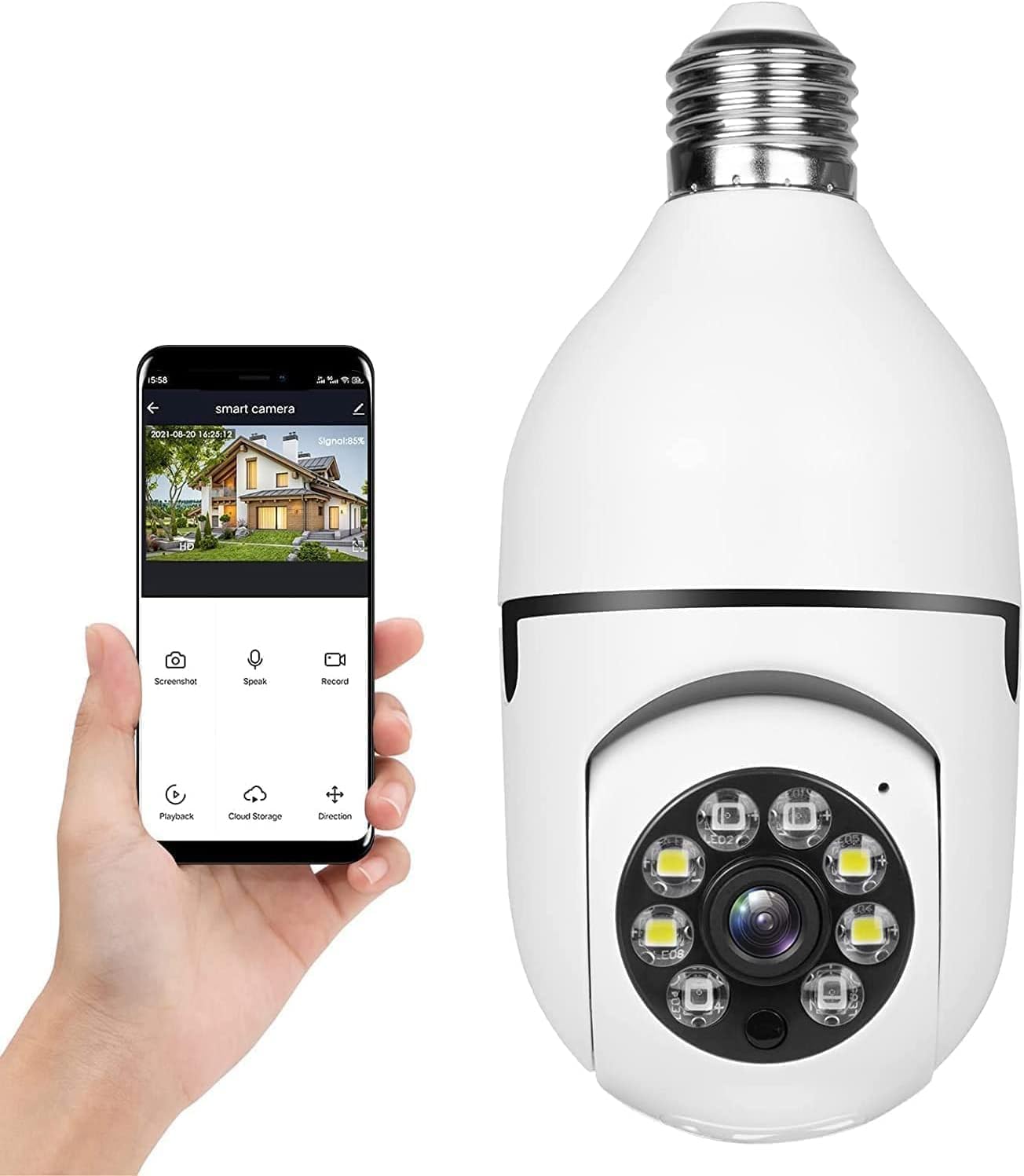 Wireless Smart WiFi Security Camera Bulb - 360° HD Home Surveillance with Night Vision & Motion Detection - Perfect for Indoor/Outdoor Monitoring, Baby & Pet Watching