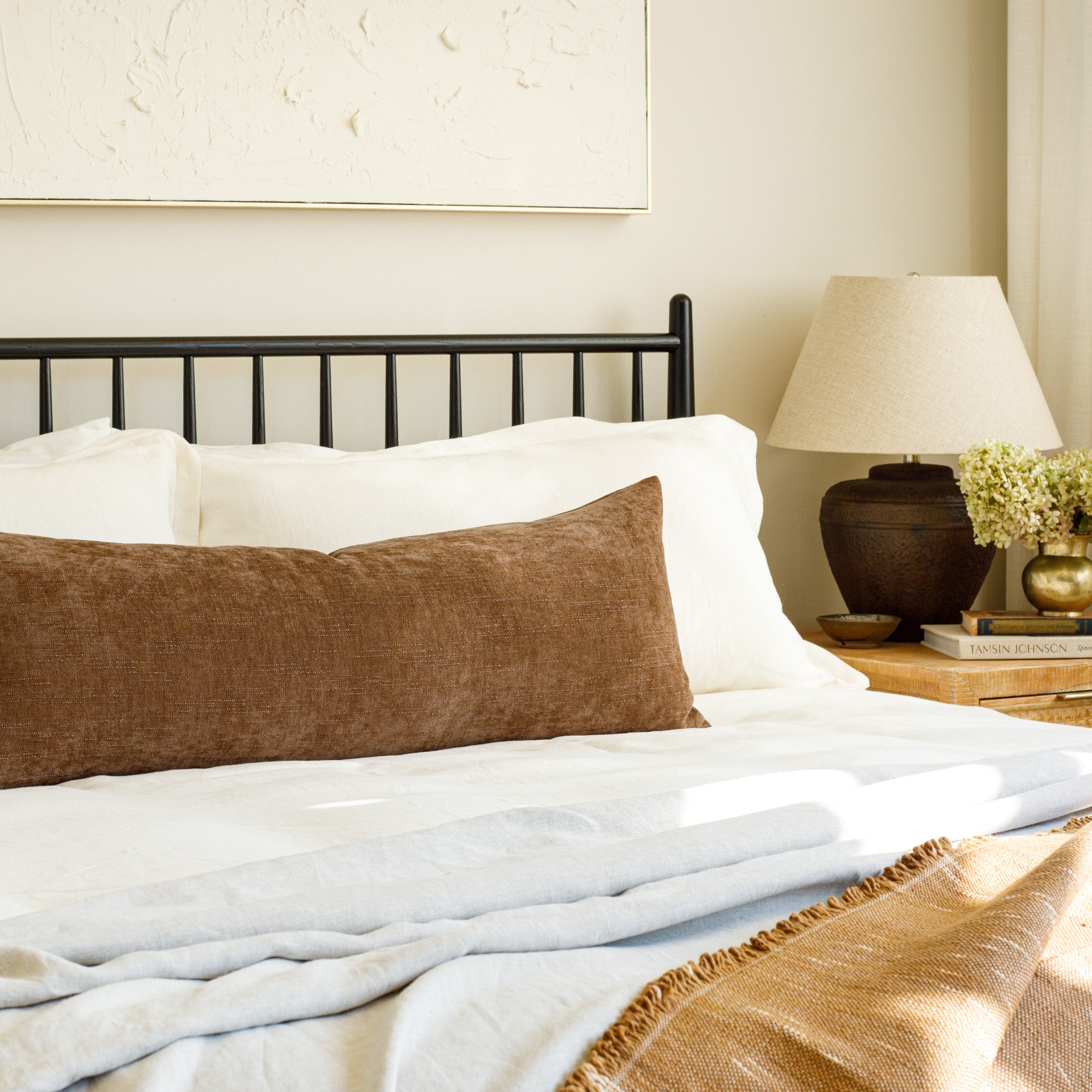 Blaine 16x42 Bolster Pillow in Cinnamon - Support Pillow for Back, Neck & Legs - Perfect for Sofa, Bed & Yoga - Home & Office Comfort