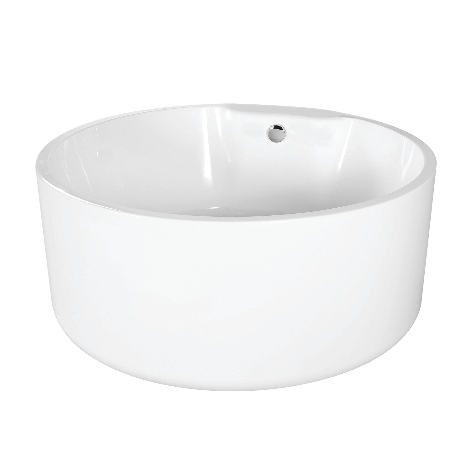Aqua Eden 53 Inch Acrylic Round Freestanding Bathtub - Double Ended Soaking Tub with Drain, Glossy White Finish for Luxury Bathroom & Spa Relaxation