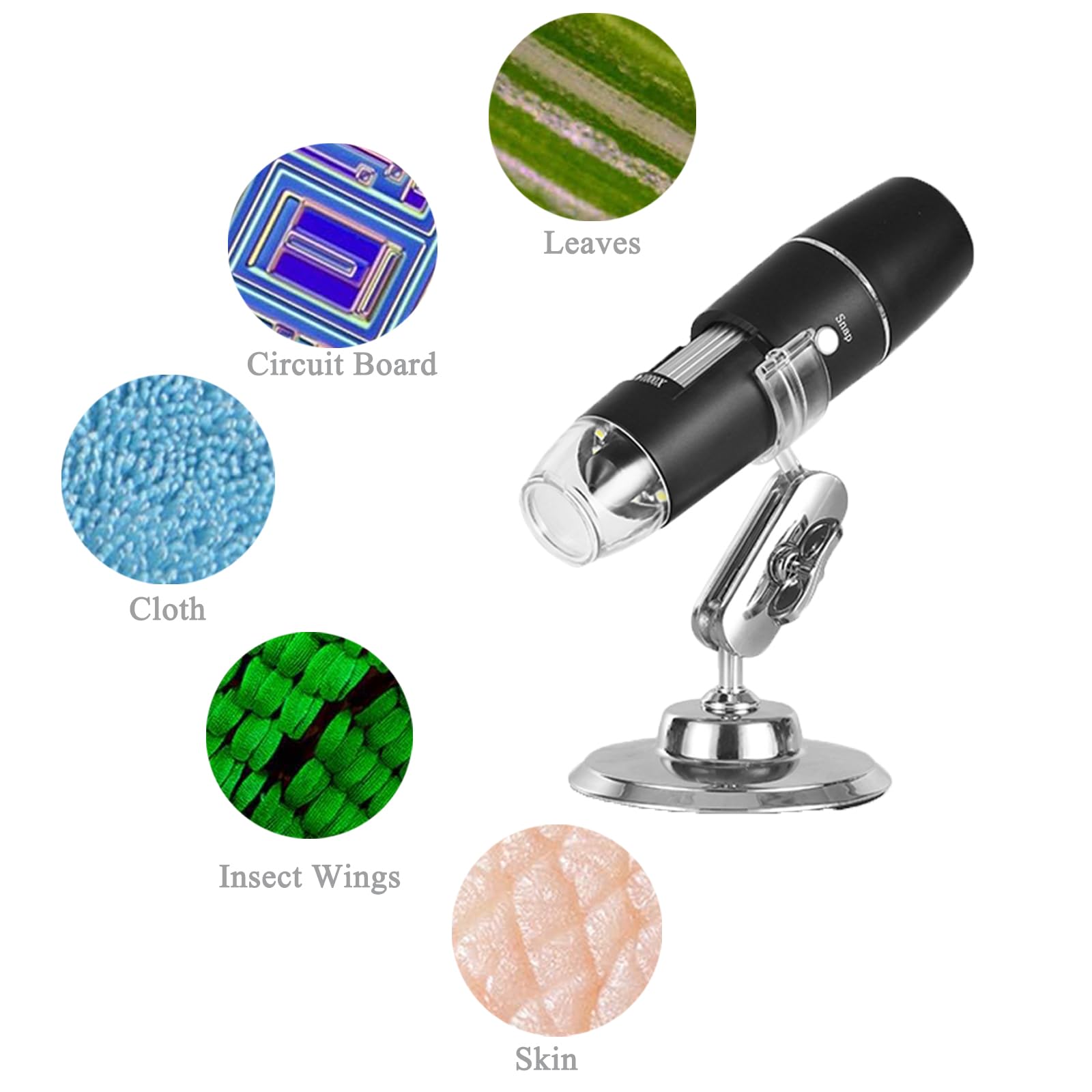 50X-1000X WiFi Digital Microscope - Wireless Handheld Magnifier Camera with 8 LED Lights - Compatible with Android/iOS Smartphones & Tablets - Perfect for Coin Collecting, Jewelry Inspection & Science Education