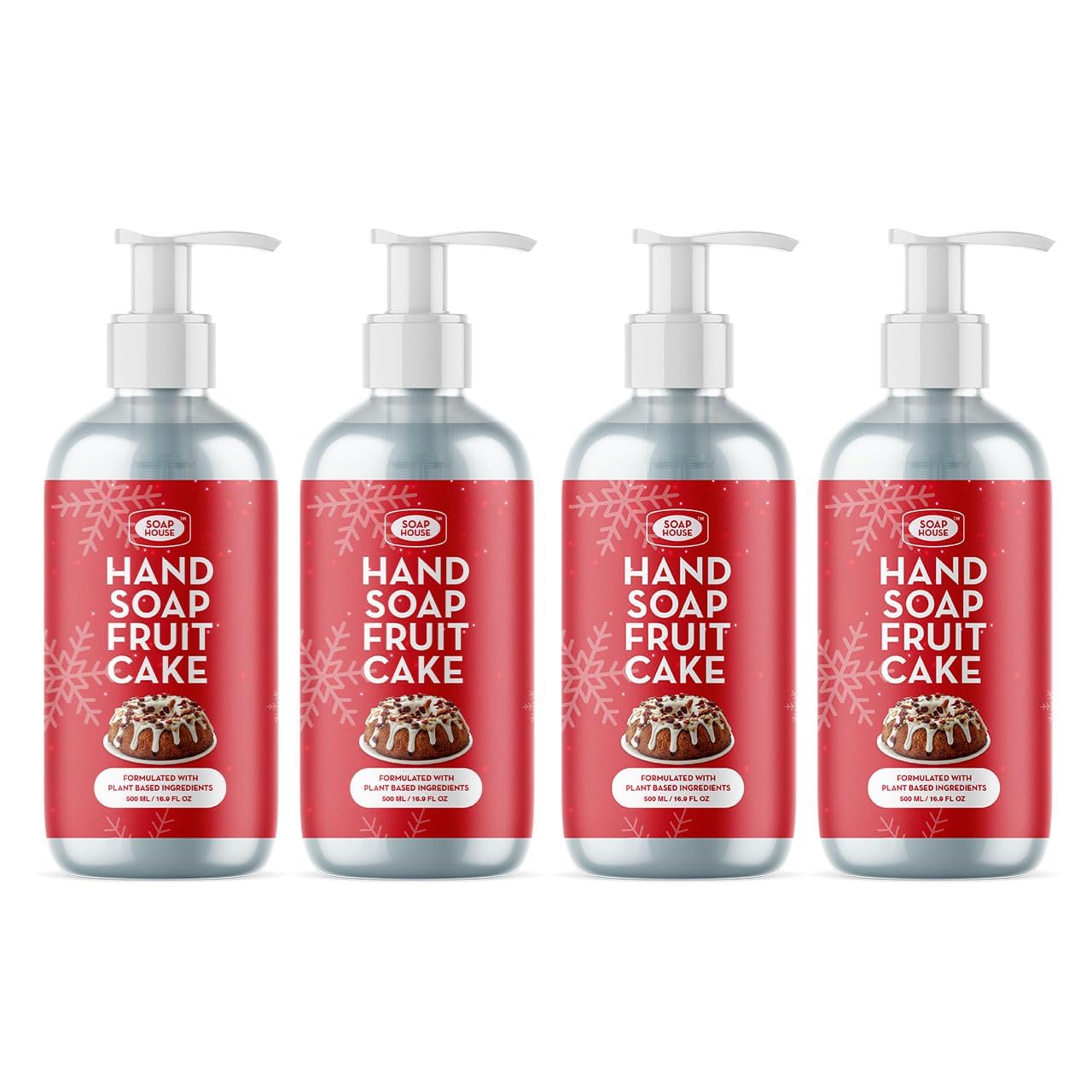 Christmas Hand Soap - Fruit Cake Scent | Plant-Based, Natural Ingredients | Holiday Gift & Home Decor for Bathroom, Kitchen, Guest Washroom