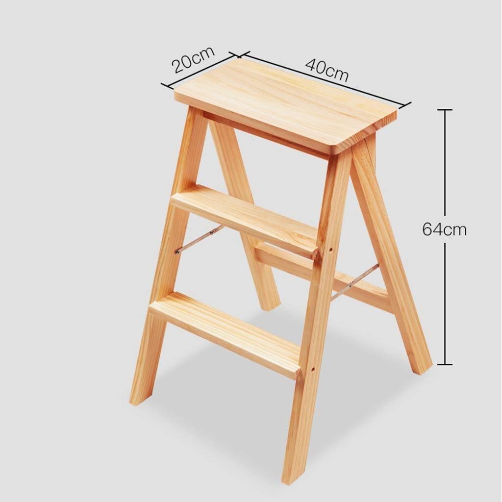 3-Step Wooden Folding Step Stool - Compact Indoor Ladder for Kitchen, Attic, Office, Storage - Multi-Functional as Step Stool, Chair, Shelf - Perfect for Home, Garage, and Workspace Organization