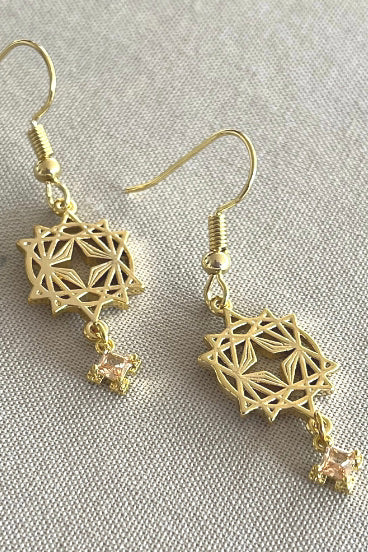 Starseed Gold Mini Embellished Hook EOL Earrings - Elegant Dainty Jewelry for Women, Perfect for Parties, Weddings & Everyday Wear