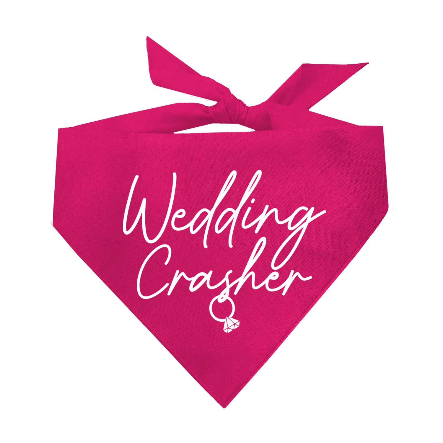 Wedding Crasher Dog Bandana - Hot Pink Pet Bandana for Weddings & Engagement Announcements - One Size Fits Most Dogs - Perfect for Wedding Parties, Engagement Photos & Special Occasions