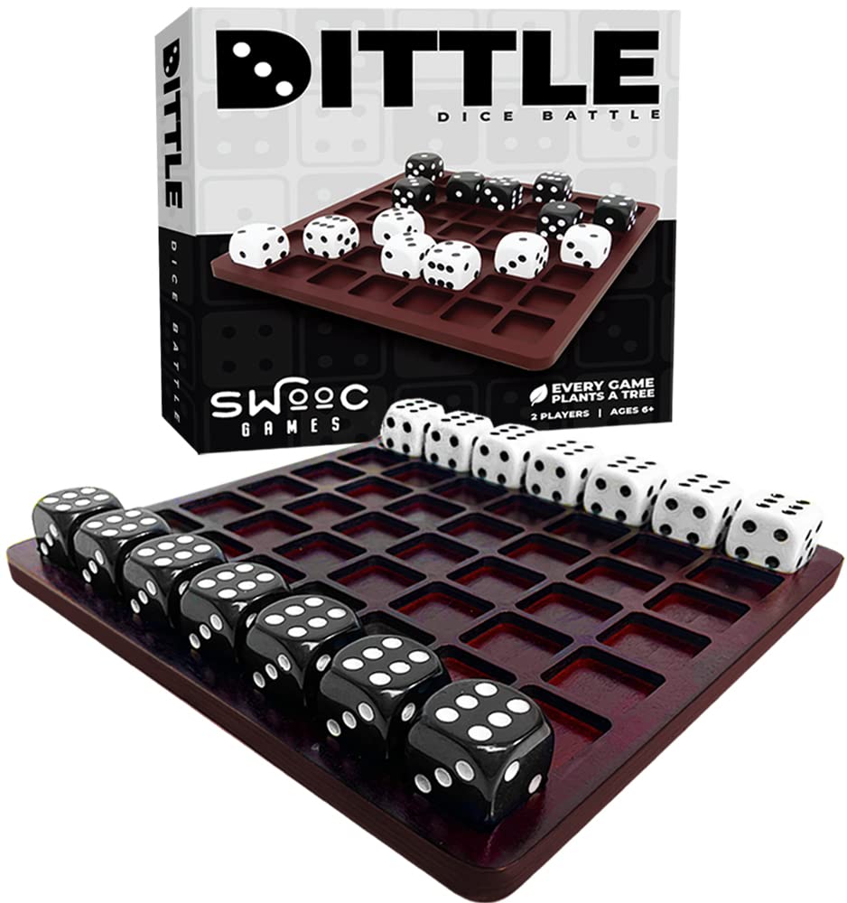 Dittle™ - 2 Player Dice Battle Game for Adults | Wooden Tabletop Board Game for Couples & Friends | Best Indoor Bar & Coffee Table Games for 2 Players | Fun Strategy Dice Game for Parties, Date Nights & Family Game Nights