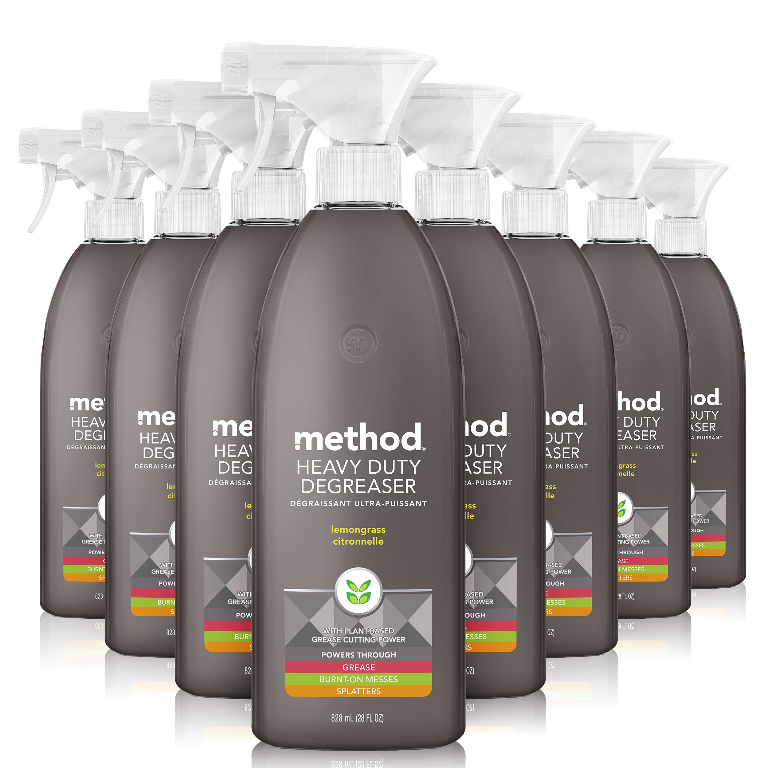 Method Heavy Duty Degreaser - Lemongrass Scented Oven Cleaner & Stove Top Cleaner, 28 Oz Spray Bottles (Pack of 8) | Powerful Kitchen Degreaser for Stubborn Grease, Grime & Food Residue | Ideal for Ovens, Stovetops, Grills & Kitchen Appliances