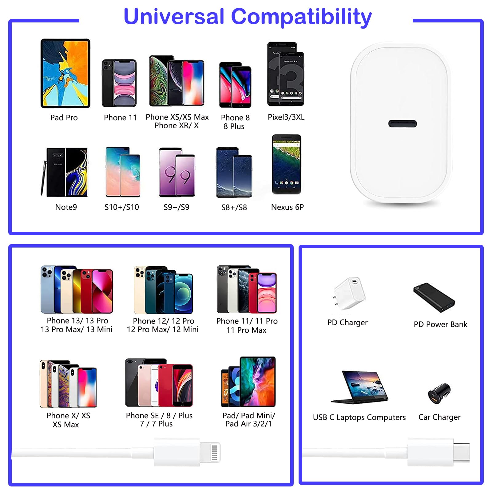 20W USB C Fast Charger Block with 6FT USB-C to Lightning Cable - Compatible with iPhone 14 Pro/13 Pro/12/12 Pro Max/11/XS Max/XR/X/8 - Quick Charge for Home, Office & Travel