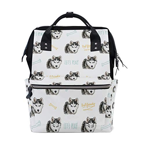 Siberian Husky Diaper Bag Backpack for Moms & Dads - Large Multi-Functional Travel Baby Changing Bag | Perfect for Parenting Outings, Park Visits & Family Vacations